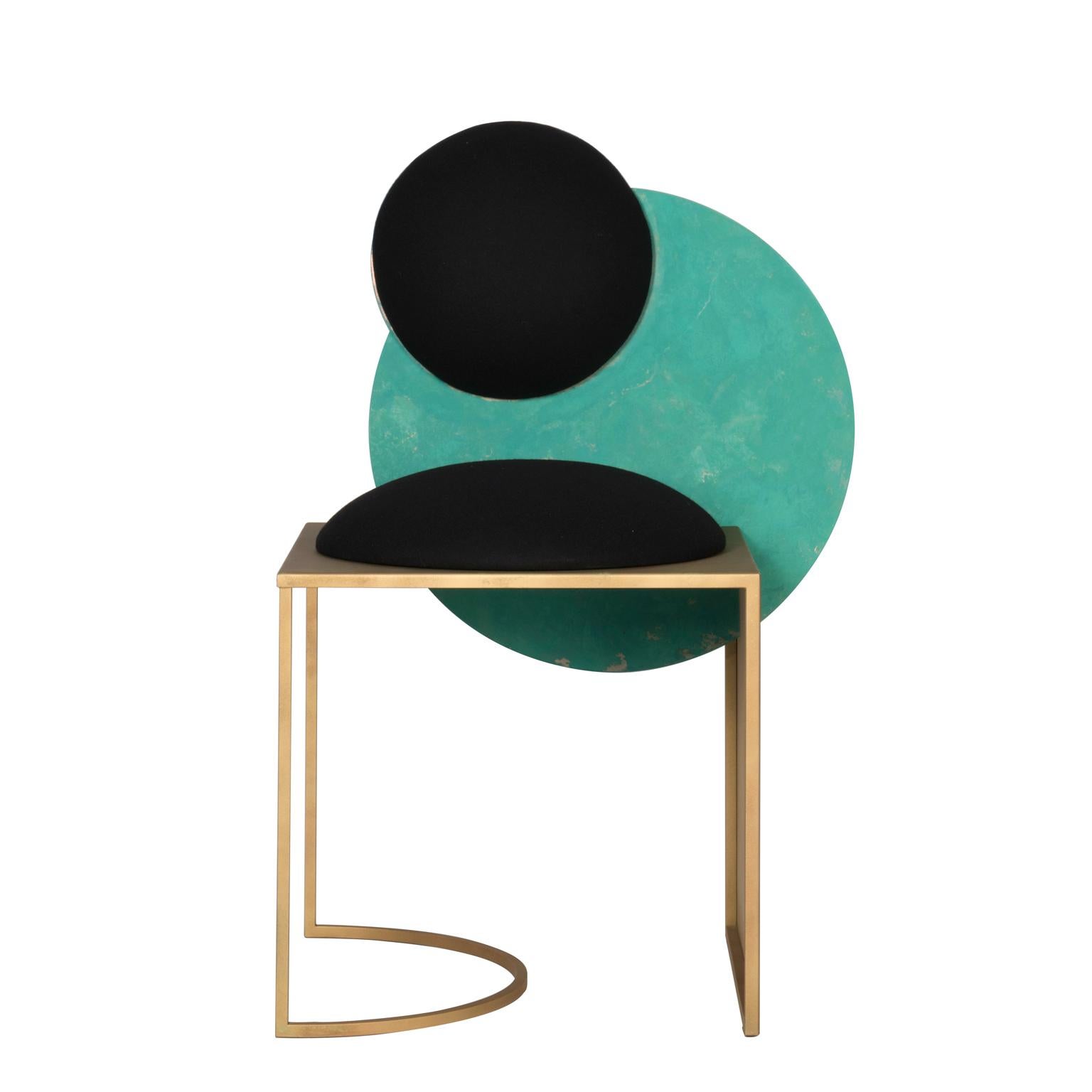 Celeste Chair in Black Fabric Verdigris Copper and Steel by Lara Bohinc