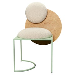 Celeste Chair in Boucle Fabric and Brass and Mint Metal by Lara Bohinc