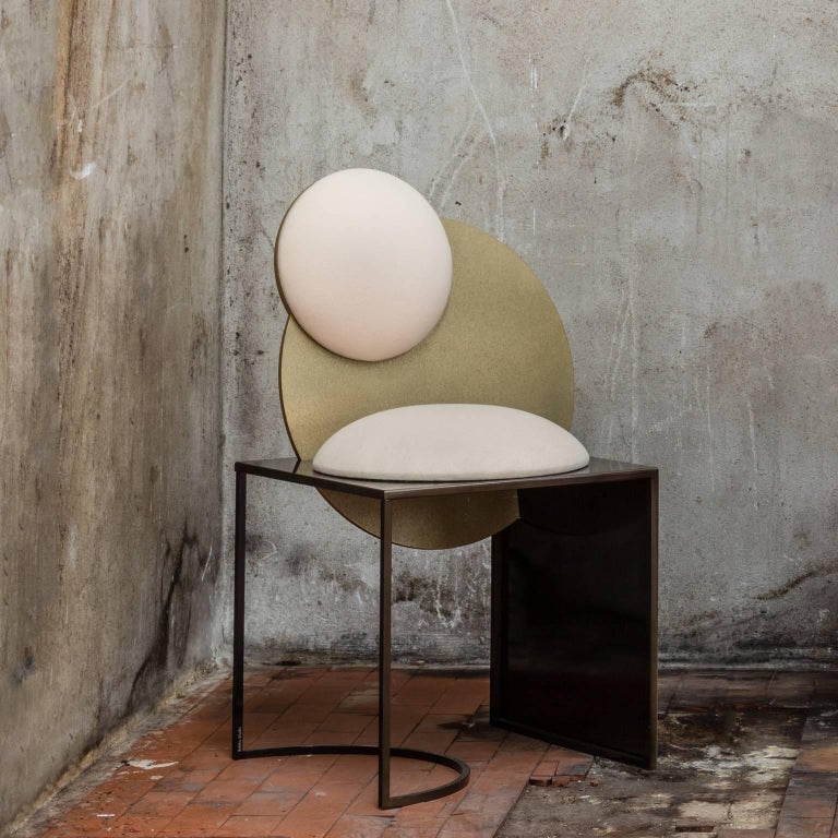 Celeste Chair in White Wool Italian Fabric and Metal, by Lara Bohinc, in Stock For Sale 8