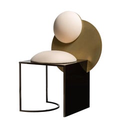 Celeste Chair in White Wool Italian Fabric and Metal, by Lara Bohinc