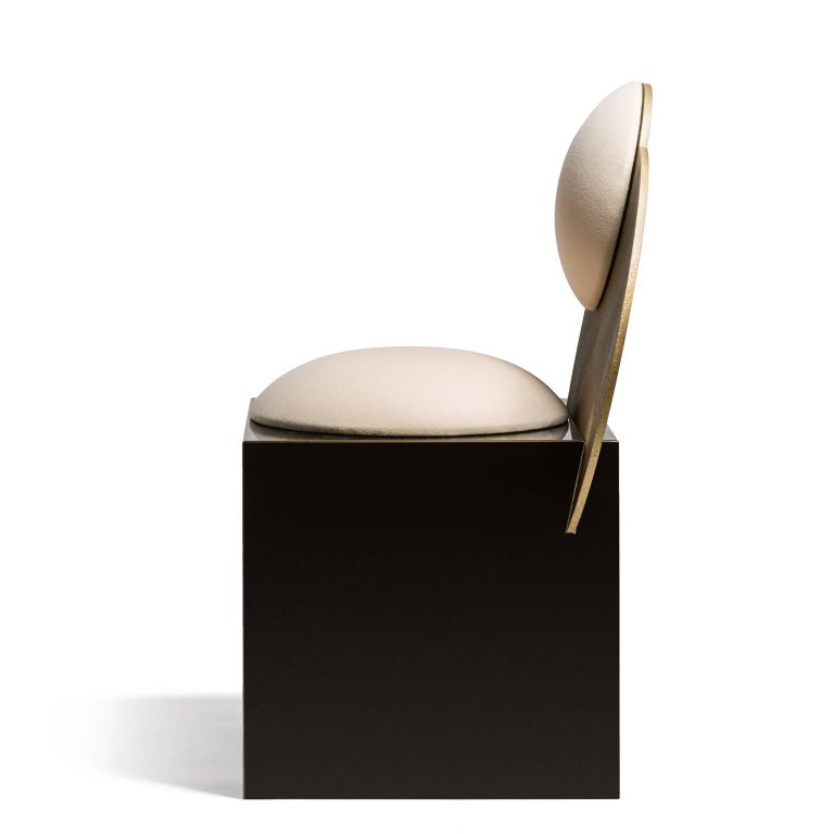 Modern Celeste Chair in White Fabric and Metal, by Lara Bohinc, in Stock For Sale