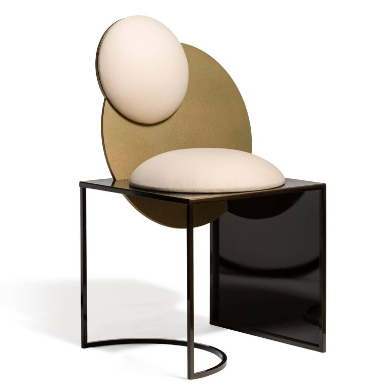 Metalwork Celeste Chair in White Wool Italian Fabric and Metal, by Lara Bohinc, in Stock For Sale