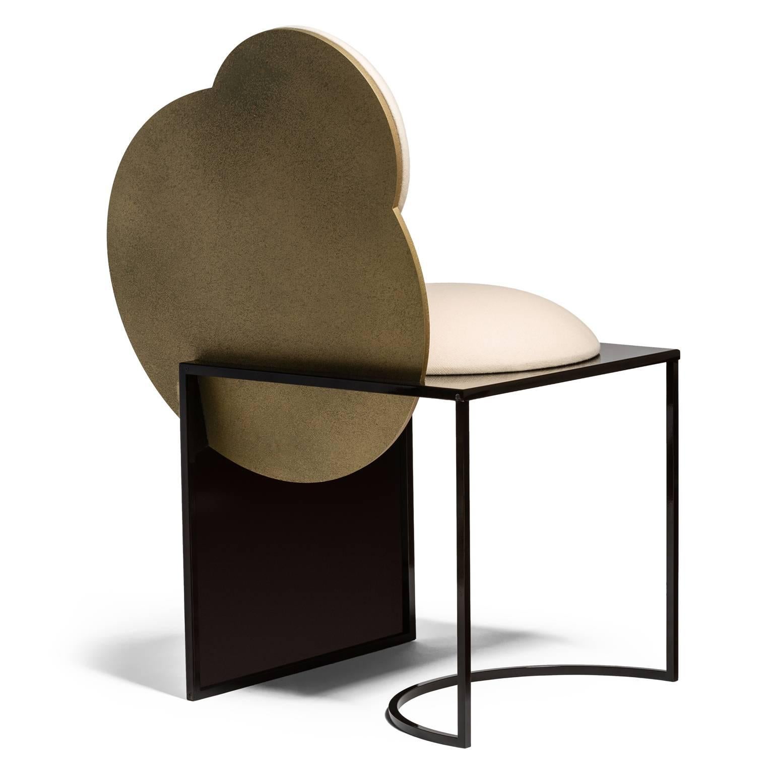Metalwork Celeste Chair in White Wool Italian Fabric and Metal, by Lara Bohinc For Sale