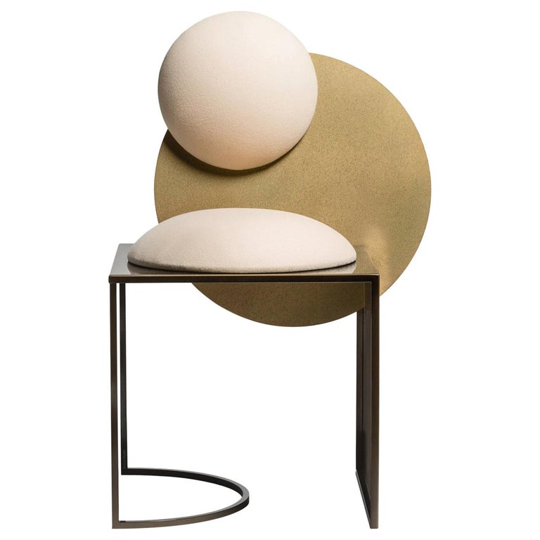Celeste Chair in White Wool Italian Fabric and Metal, by Lara Bohinc, in Stock For Sale