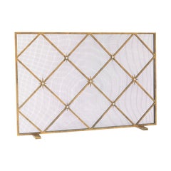 Celeste Hand-Forged Fireplace Screen with Ceramic Stars, Aged Gold