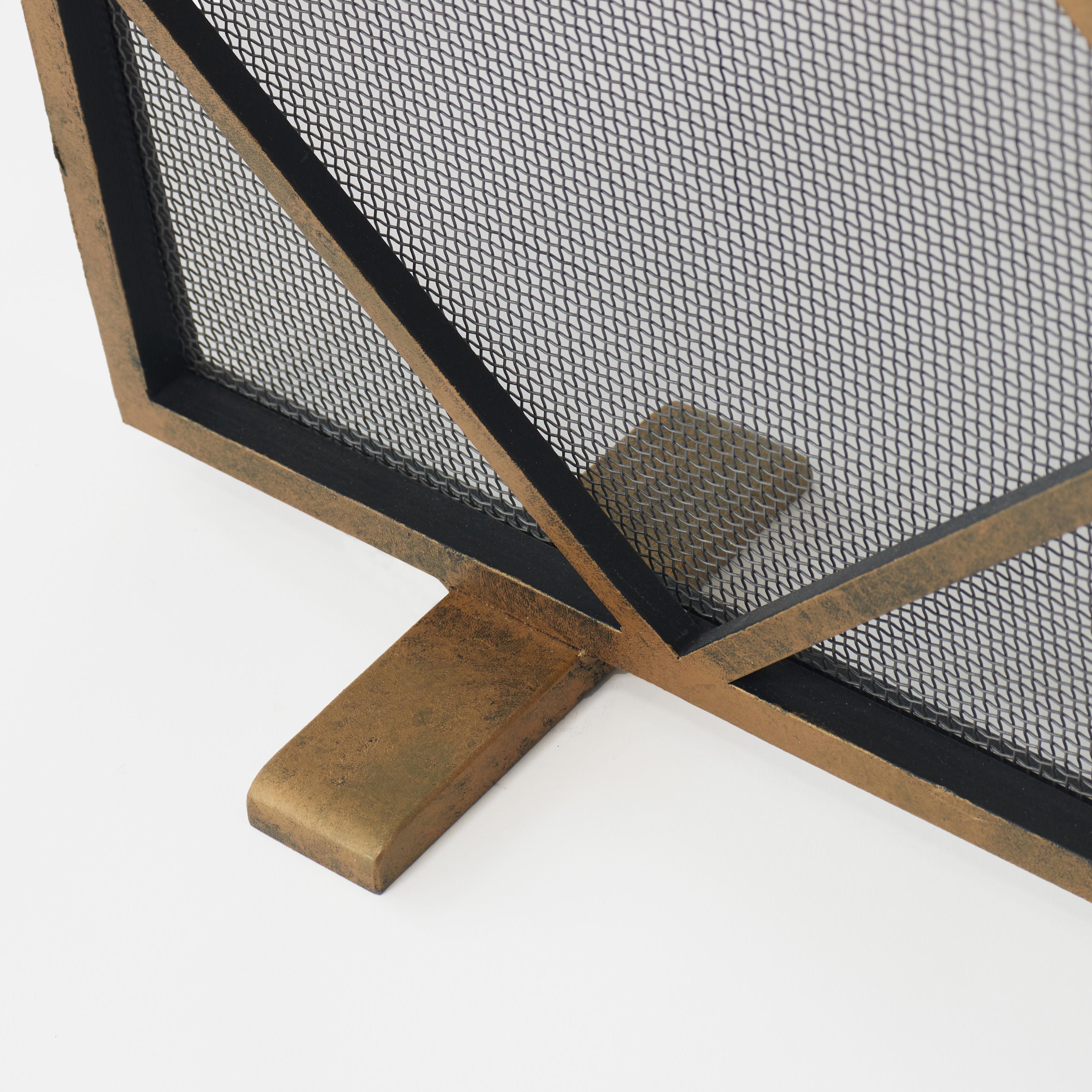 Contemporary Celeste Fireplace Screen in Aged Gold For Sale