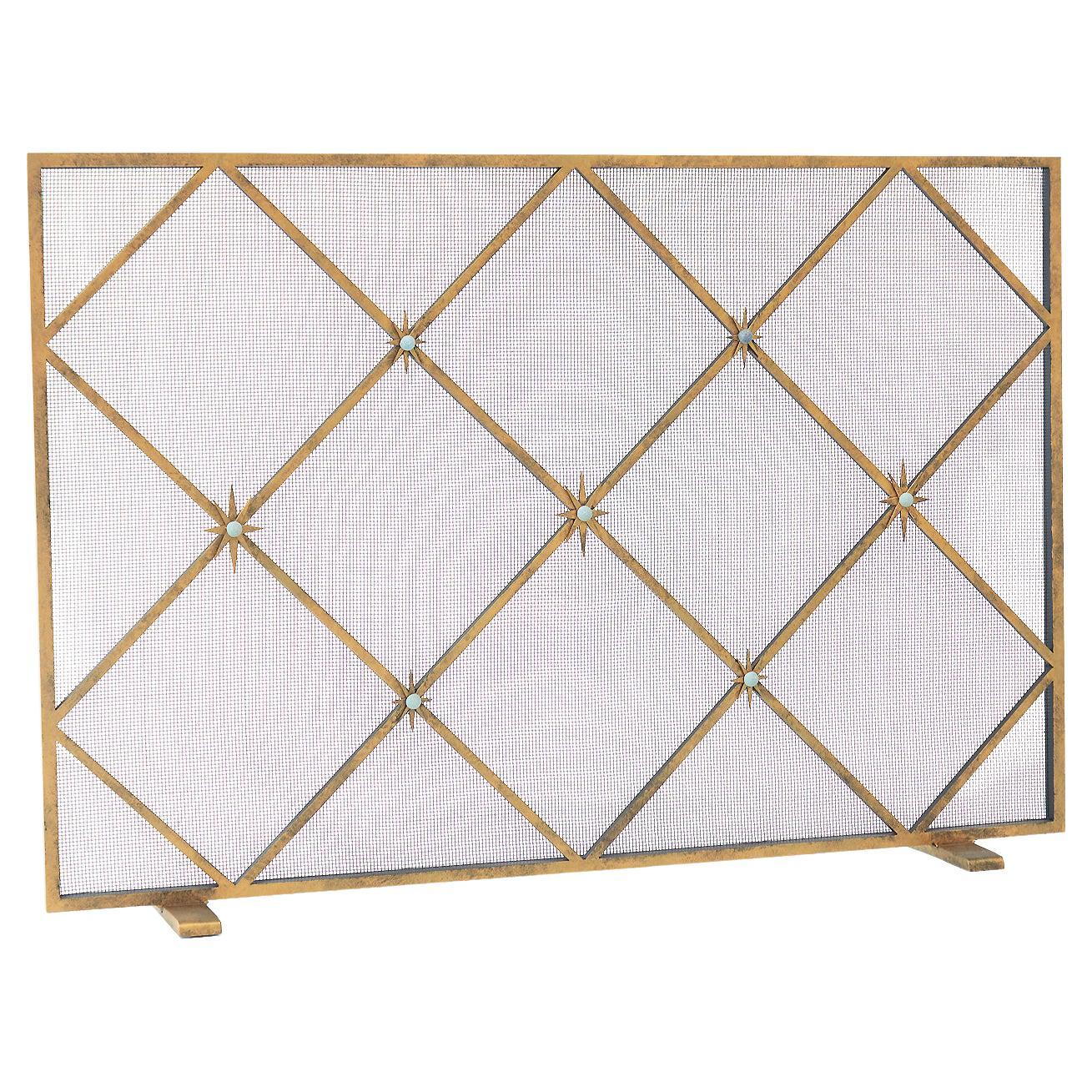 Celeste Fireplace Screen in Aged Gold For Sale