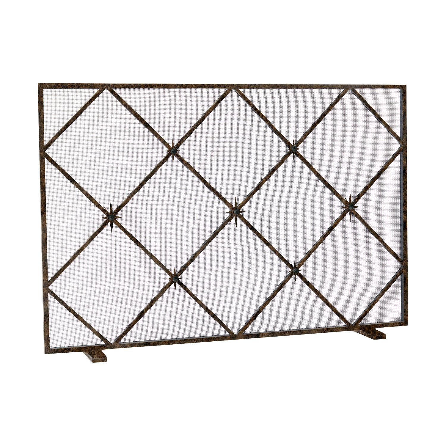 The Celeste Fireplace Screen's hand-forged star points and colorful, textural ceramic spheres evoke the beauty of a clear night sky. The solid iron frame, crossbar motif, and cheerful decorative elements are skillfully built by American artisans.