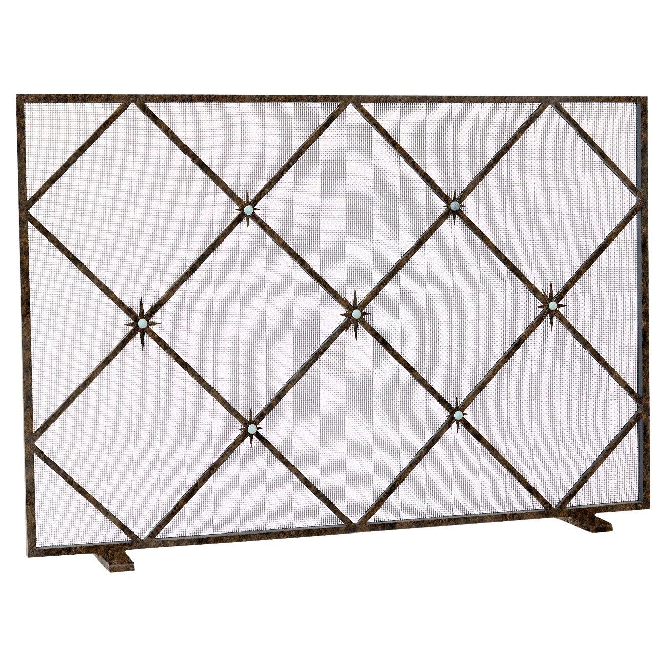 Celeste Fireplace Screen in Gold Rubbed Black For Sale