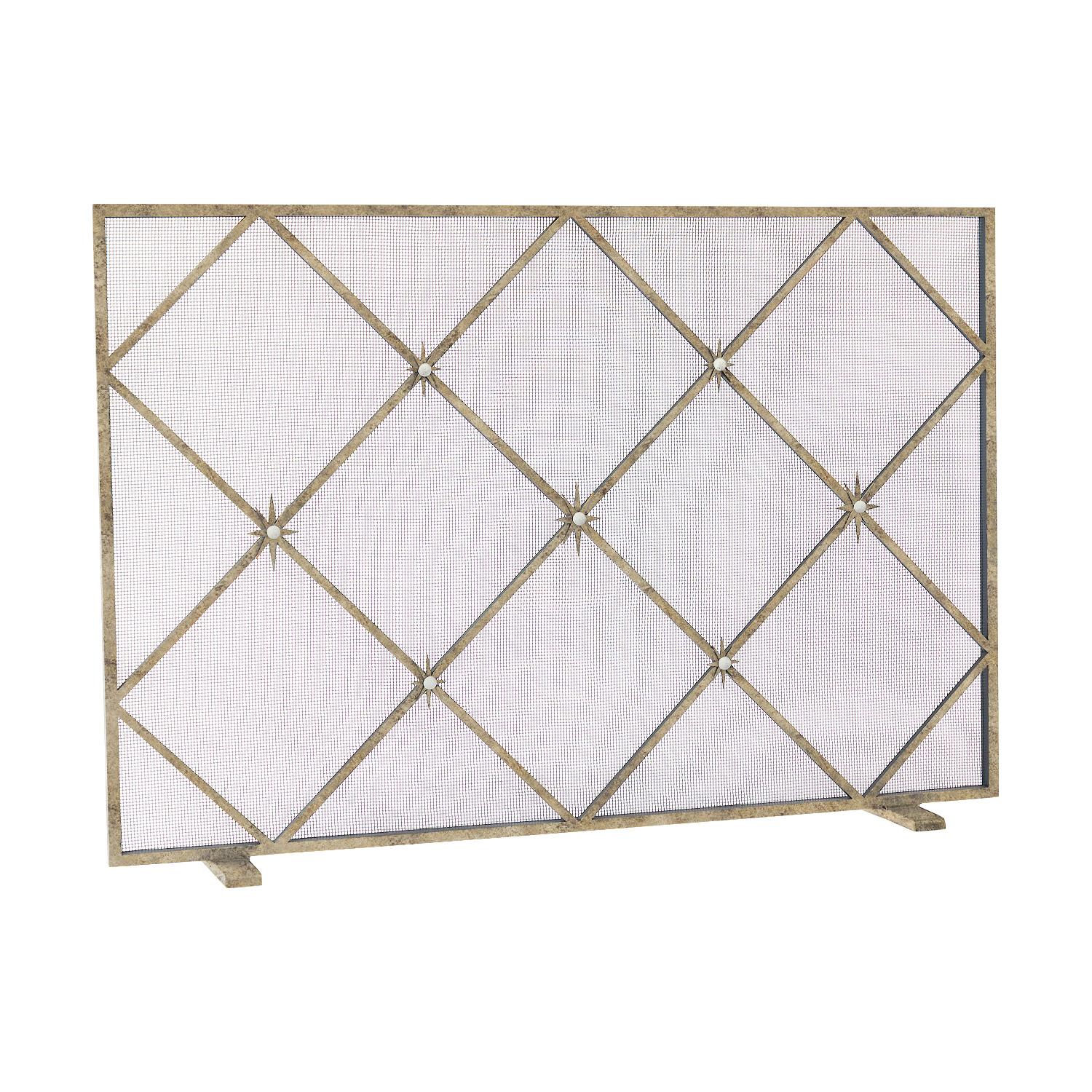 American Celeste Fireplace Screen in Aged Silver For Sale