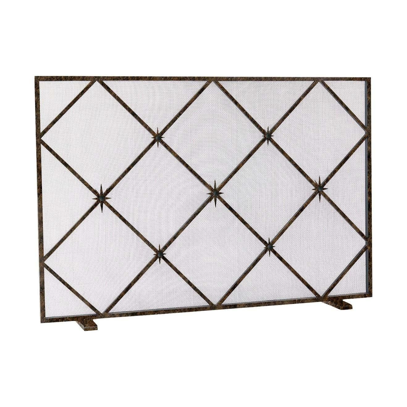 The Celeste Fireplace Screen's hand-forged star points and colorful, textural ceramic spheres evoke the beauty of a clear night sky. The solid iron frame, crossbar motif, and cheerful decorative elements are skillfully built by American artisans.