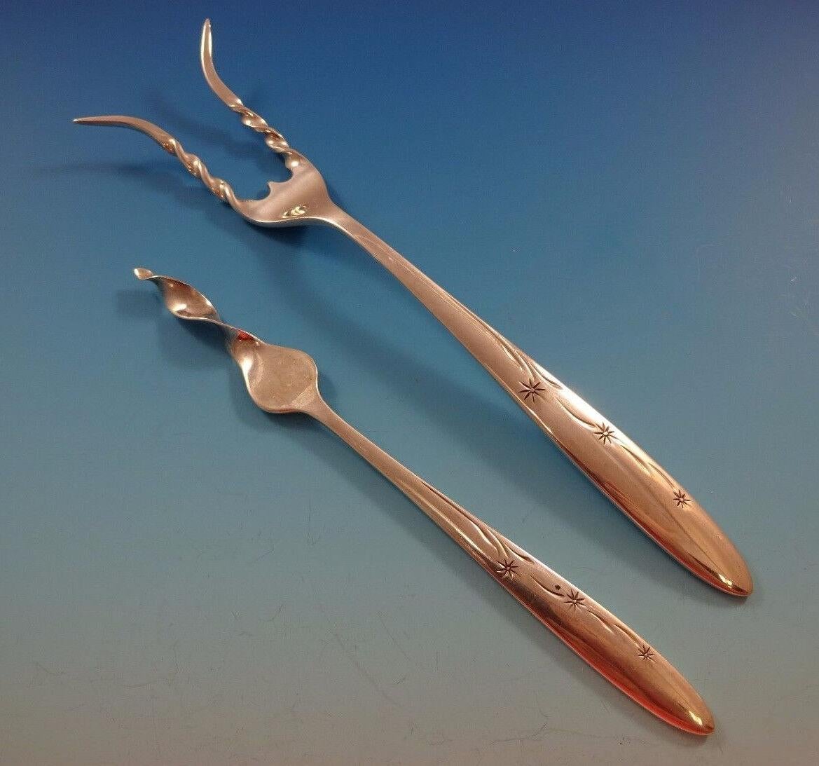 Celeste Gorham Sterling Silver Flatware Set 8 Service 61 pcs Mid Century Modern In Excellent Condition For Sale In Big Bend, WI