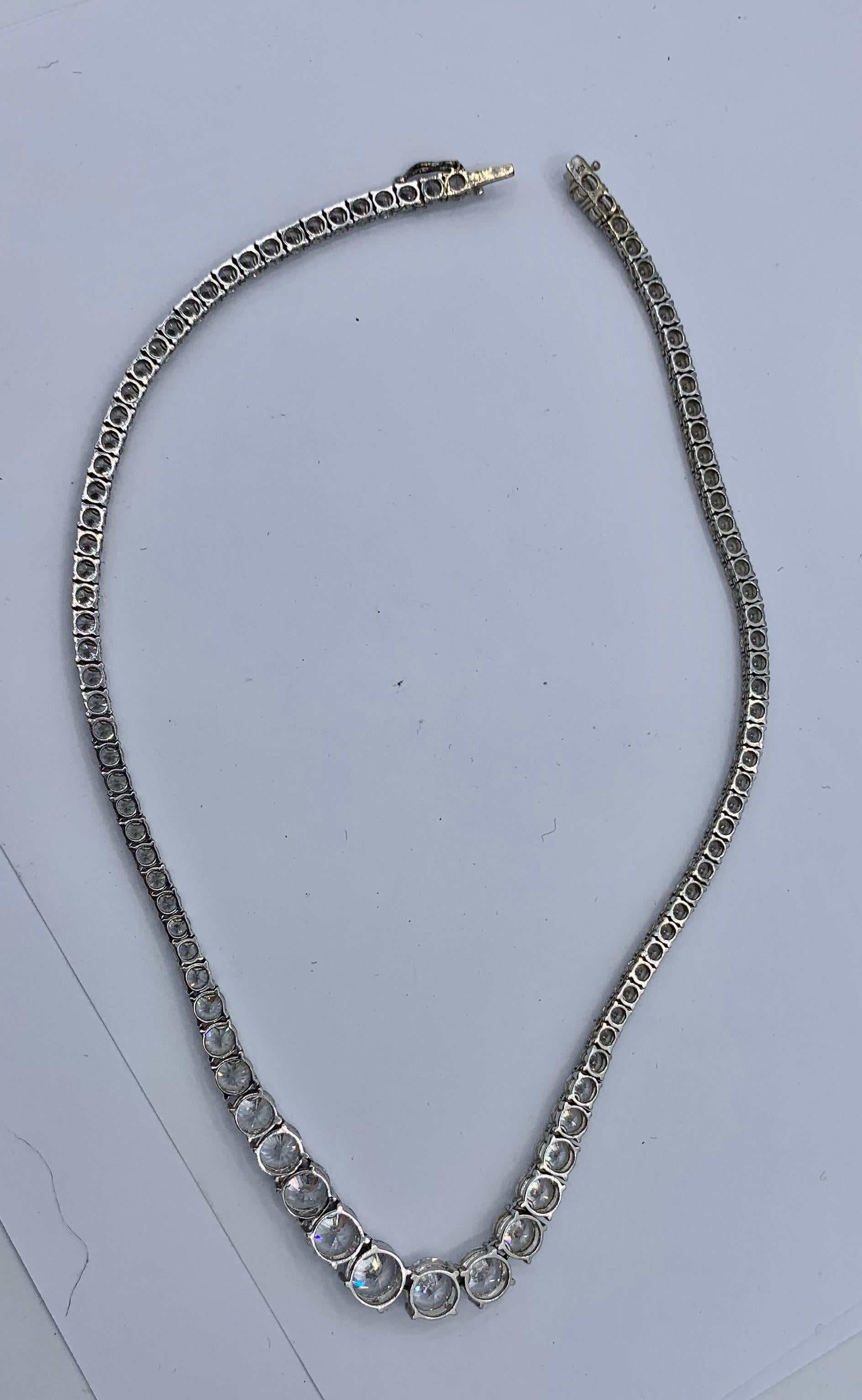 Celeste Holm Riviere Necklace Diamond Paste 14 Karat White Gold Oscar Winner For Sale 1
