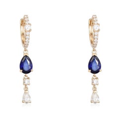 Celeste Pear 14K (or 18k upon request) Yellow Gold Diamond Drop Earrings