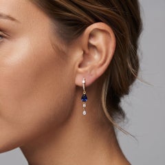 Celeste Pear 14K (or 18k upon request) Yellow Gold Diamond Drop Earrings