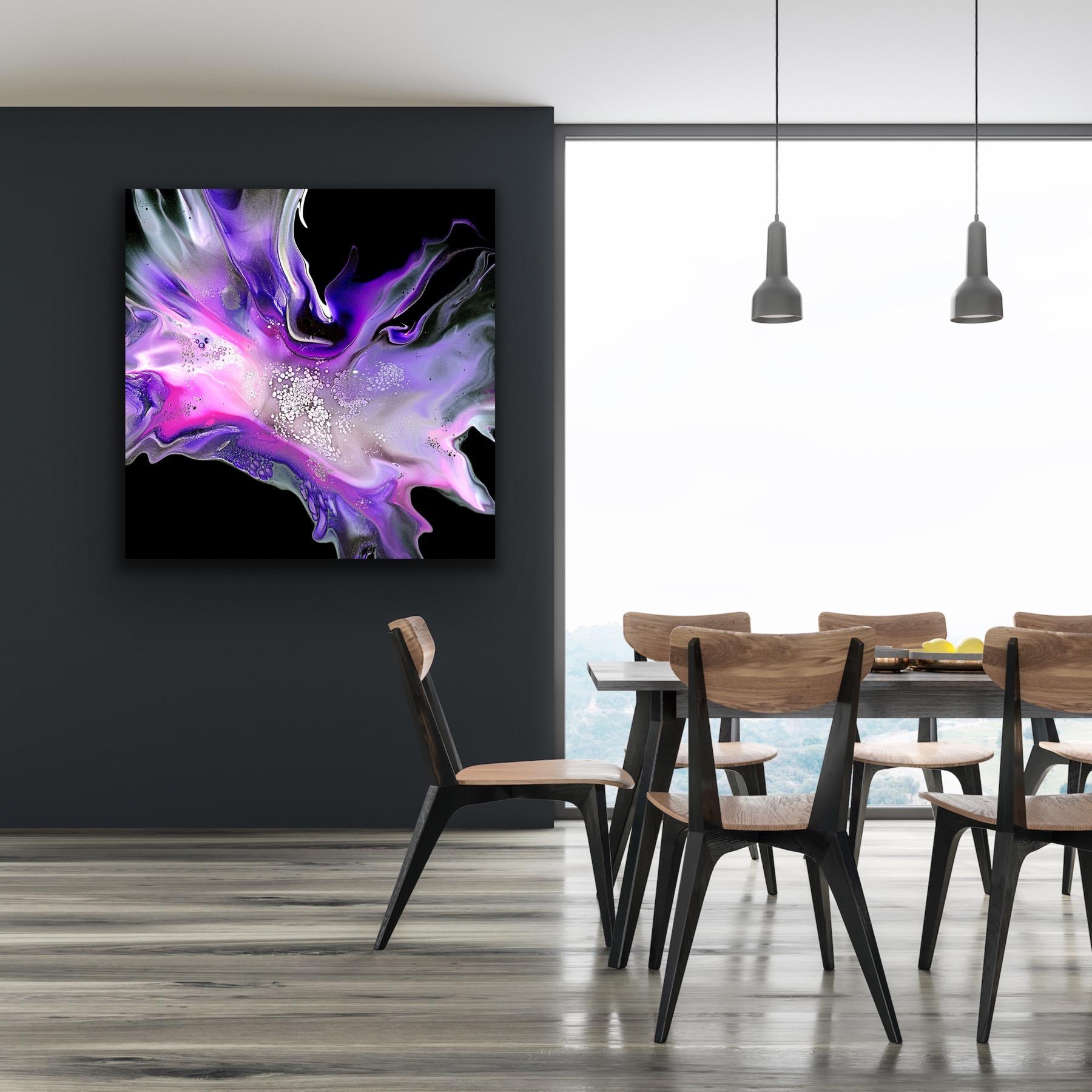 Black Purple Abstract Modern Large Giclee Print Art, Limited Edition Signed For Sale 1