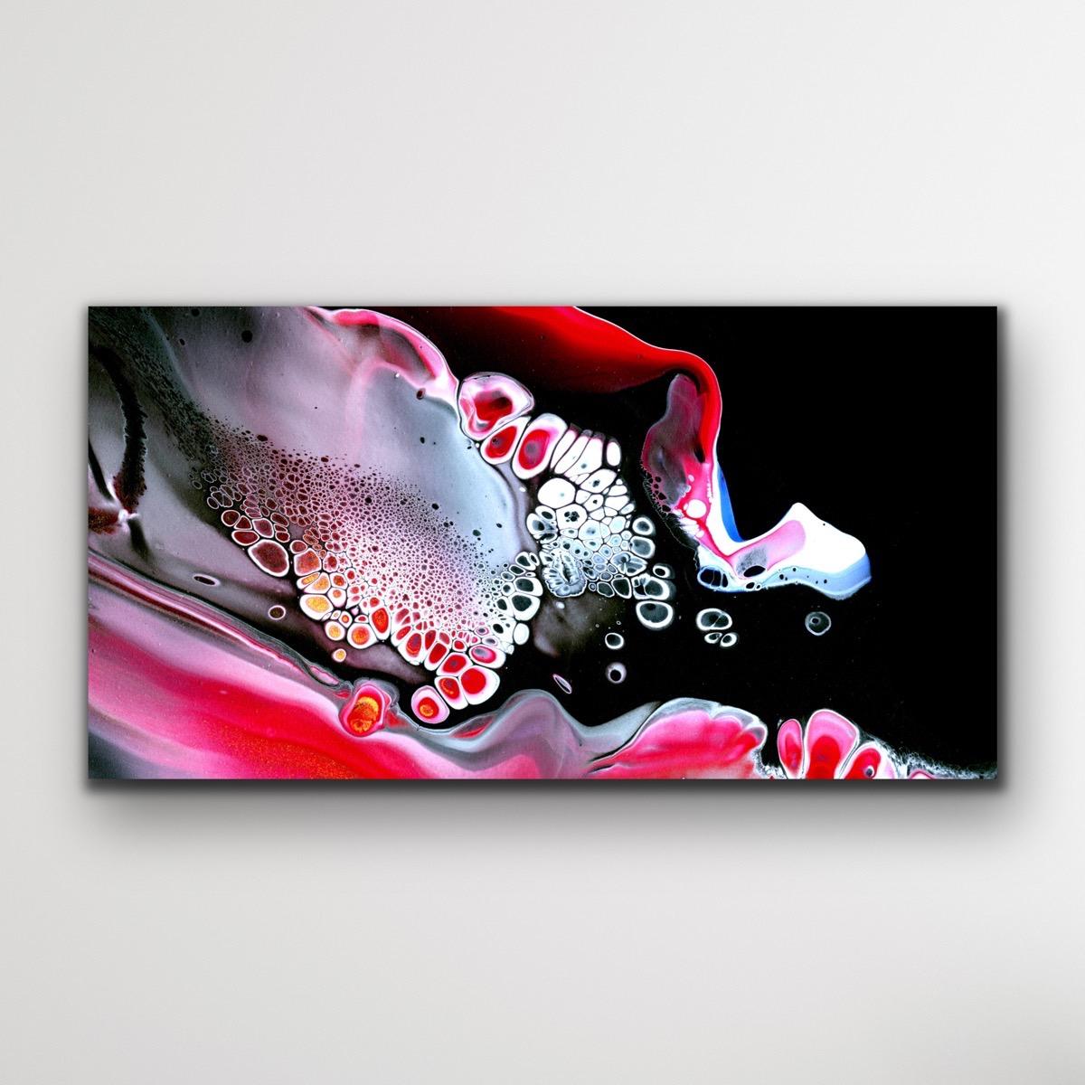 This modern abstract painting is printed on a lightweight metal composite and is suitable for indoor or outdoor decor. This open edition print of Celeste Reiter's original painting is signed by the artist. 

-Title: Vixen
-Artist: Celeste