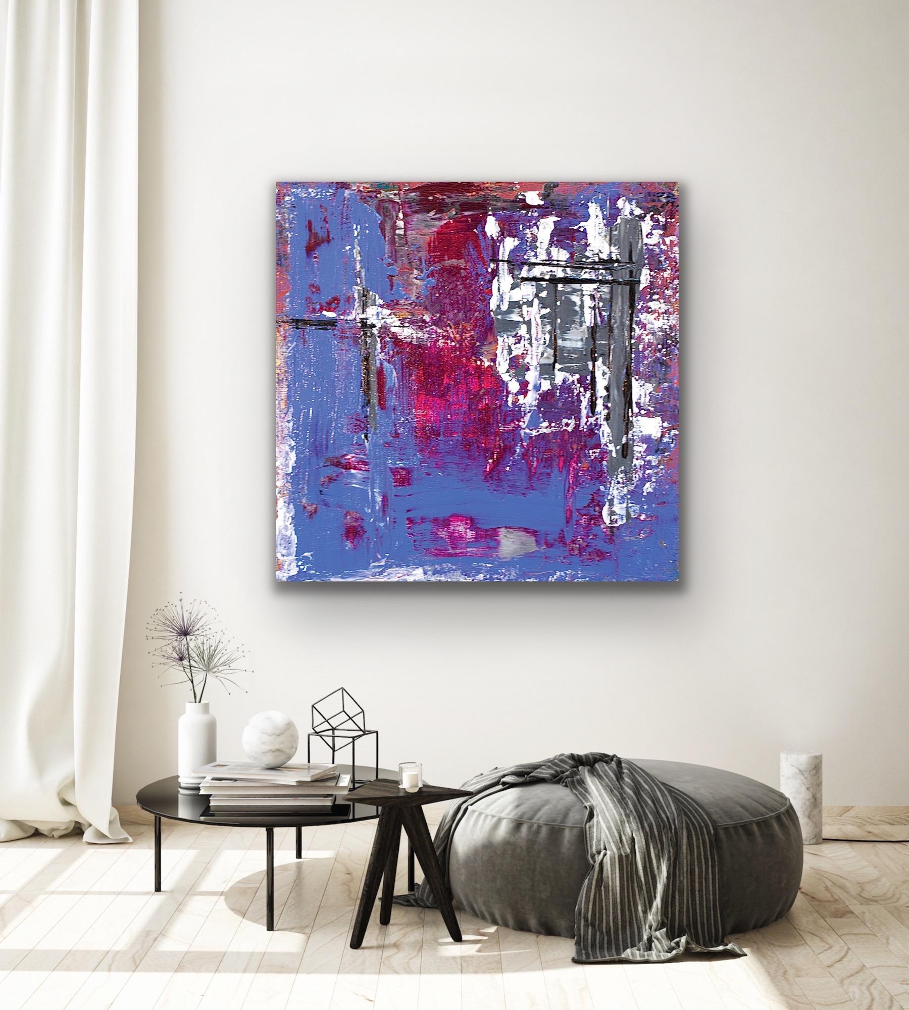 Abstract Painting, Modern Wall Art, Large Indoor Outdoor Print, Signed LE - Gray Abstract Print by Celeste Reiter