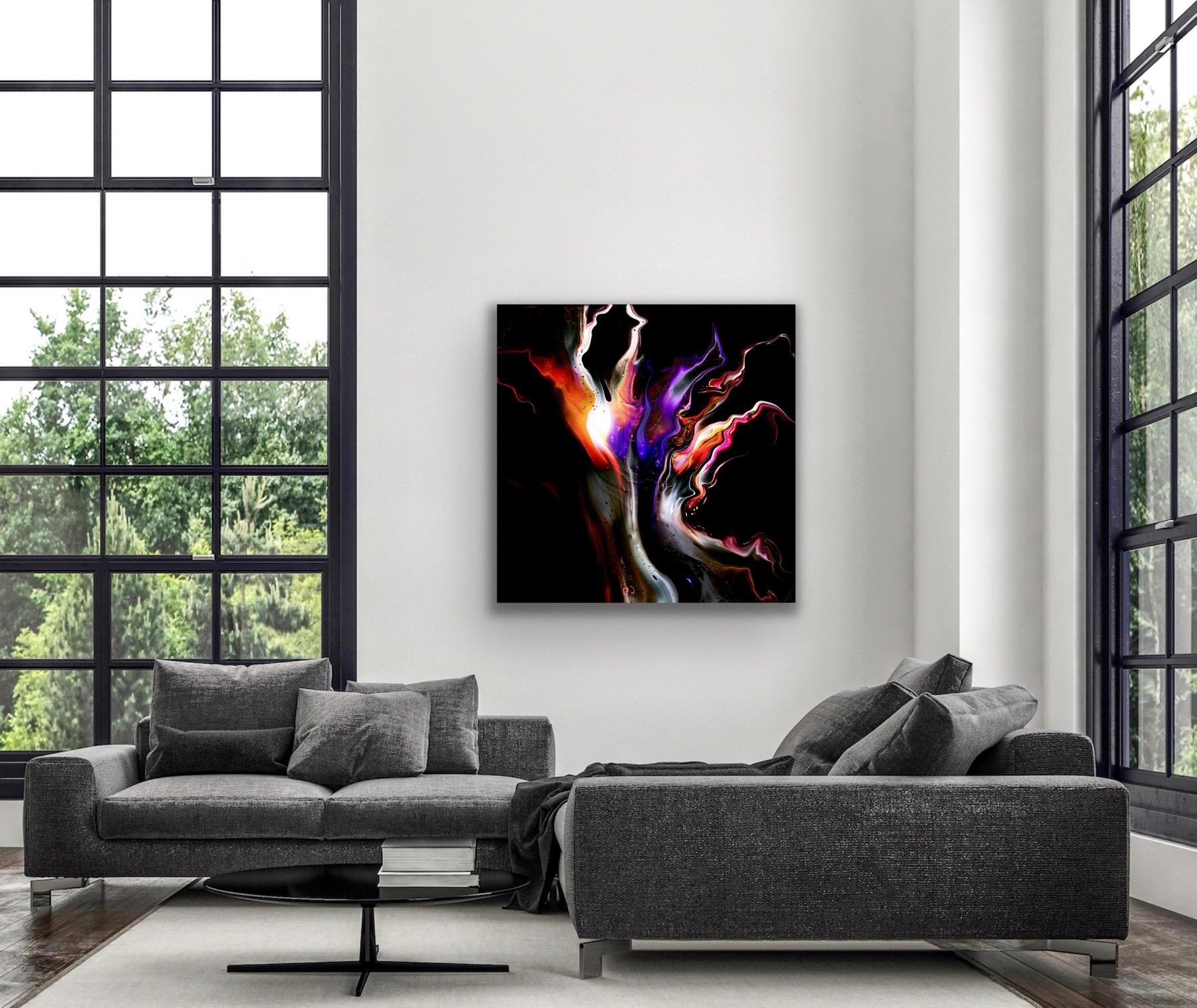 Black Abstract Modern Painting, Large Giclee Print, LE Signed by artist. For Sale 1