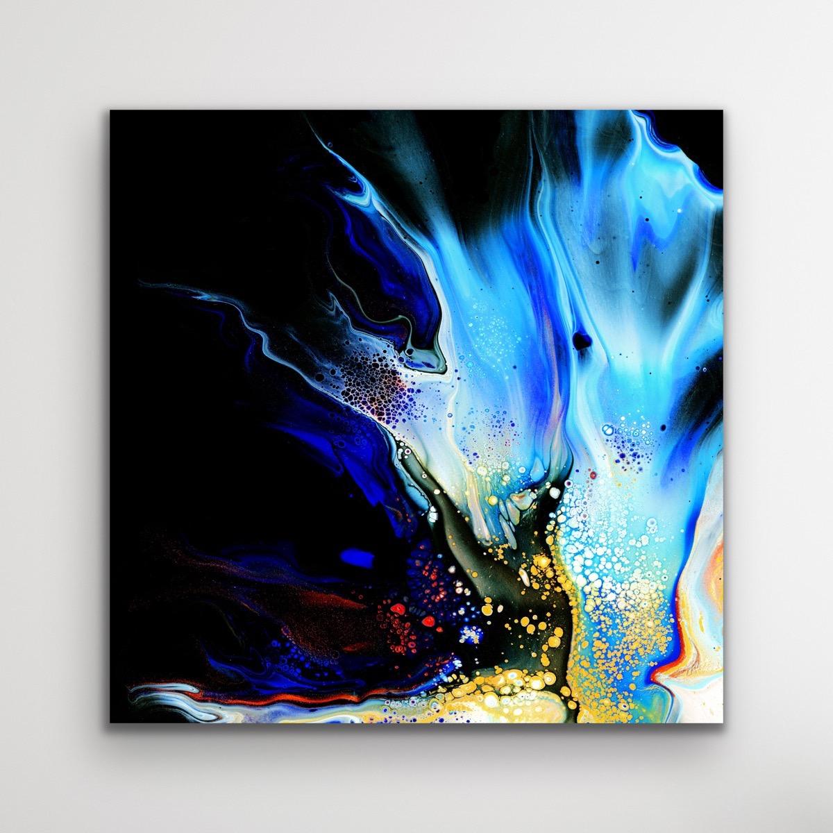 Modern Giclee Print, Black Contemporary Fluid Painting, Signed Limited Edition 
