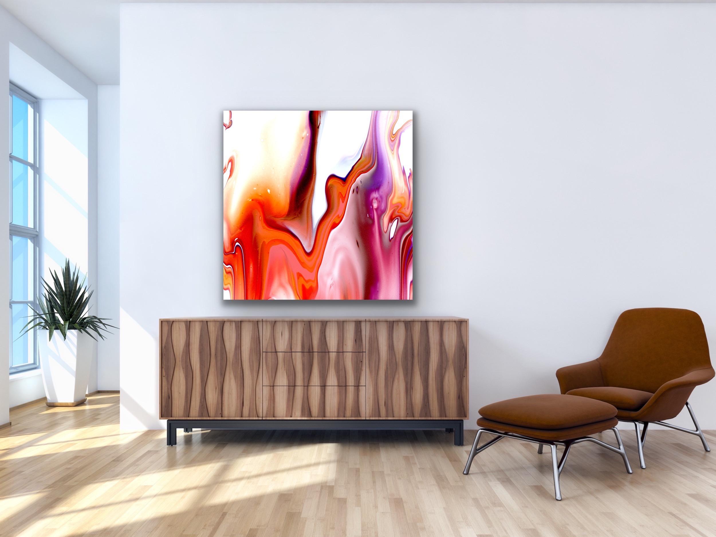 Colorful Abstract Contemporary Painting, Large Giclee Print, Signed by artist. For Sale 1
