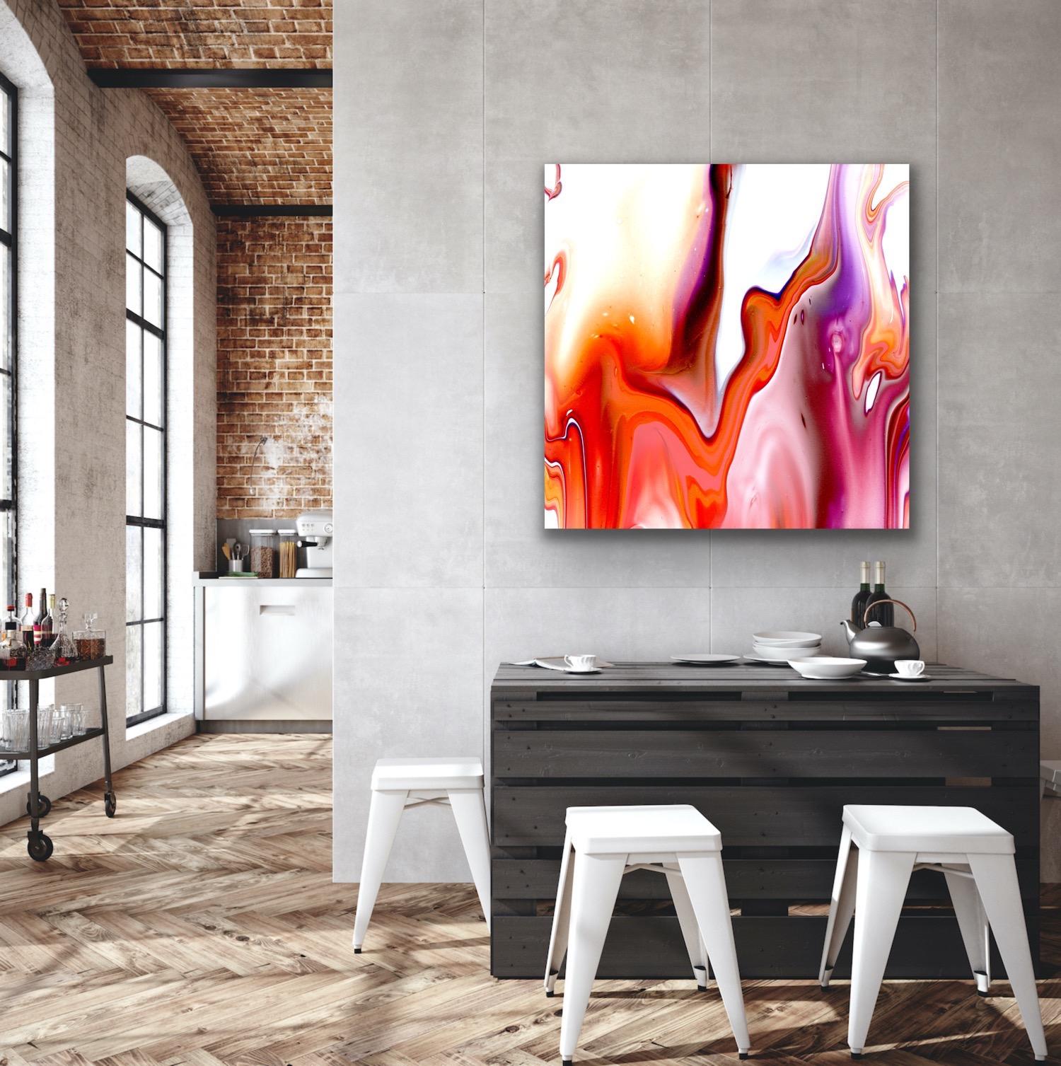 Colorful Abstract Contemporary Painting, Large Giclee Print, Signed by artist. For Sale 2