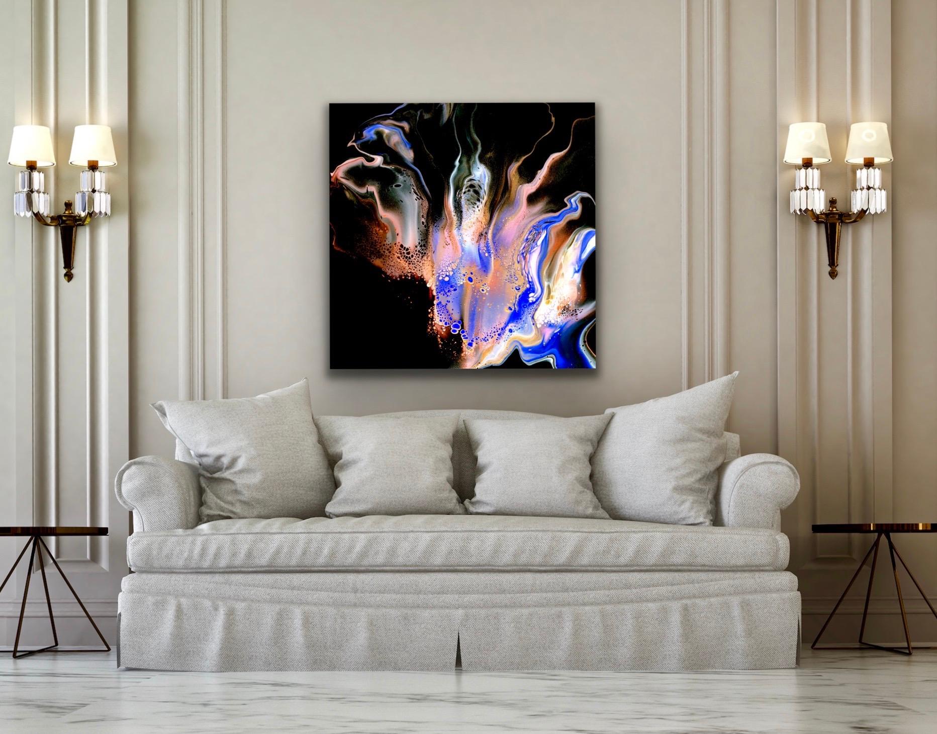 Contemporary Black Abstract Painting, Modern Print, LE Signed by Celeste Reiter For Sale 4