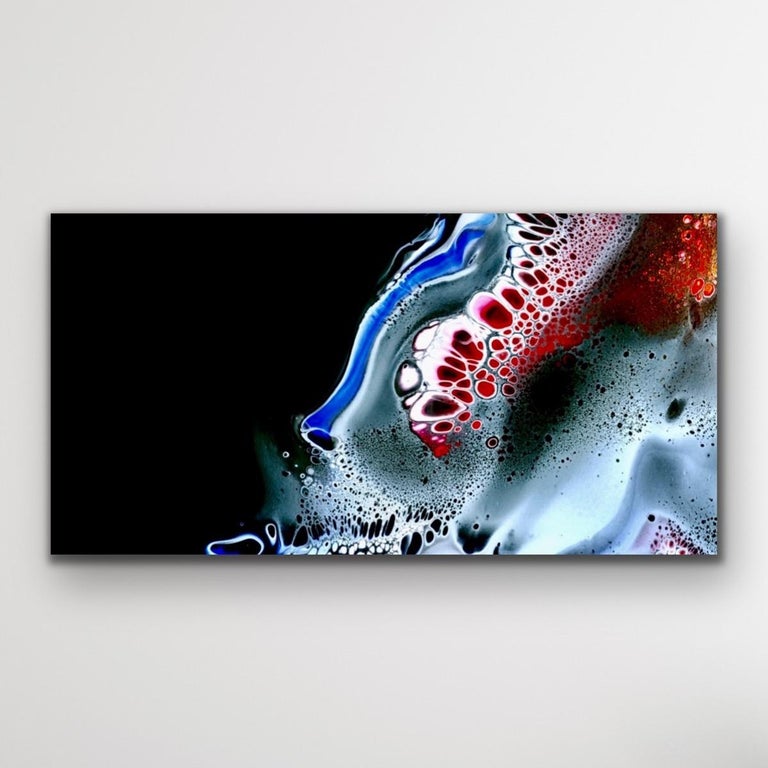 This modern abstract painting is printed on a lightweight metal composite and is suitable for indoor or outdoor decor. This open edition print of Celeste Reiter's original painting is signed by the artist. 

-Title: Vector
-Artist: Celeste