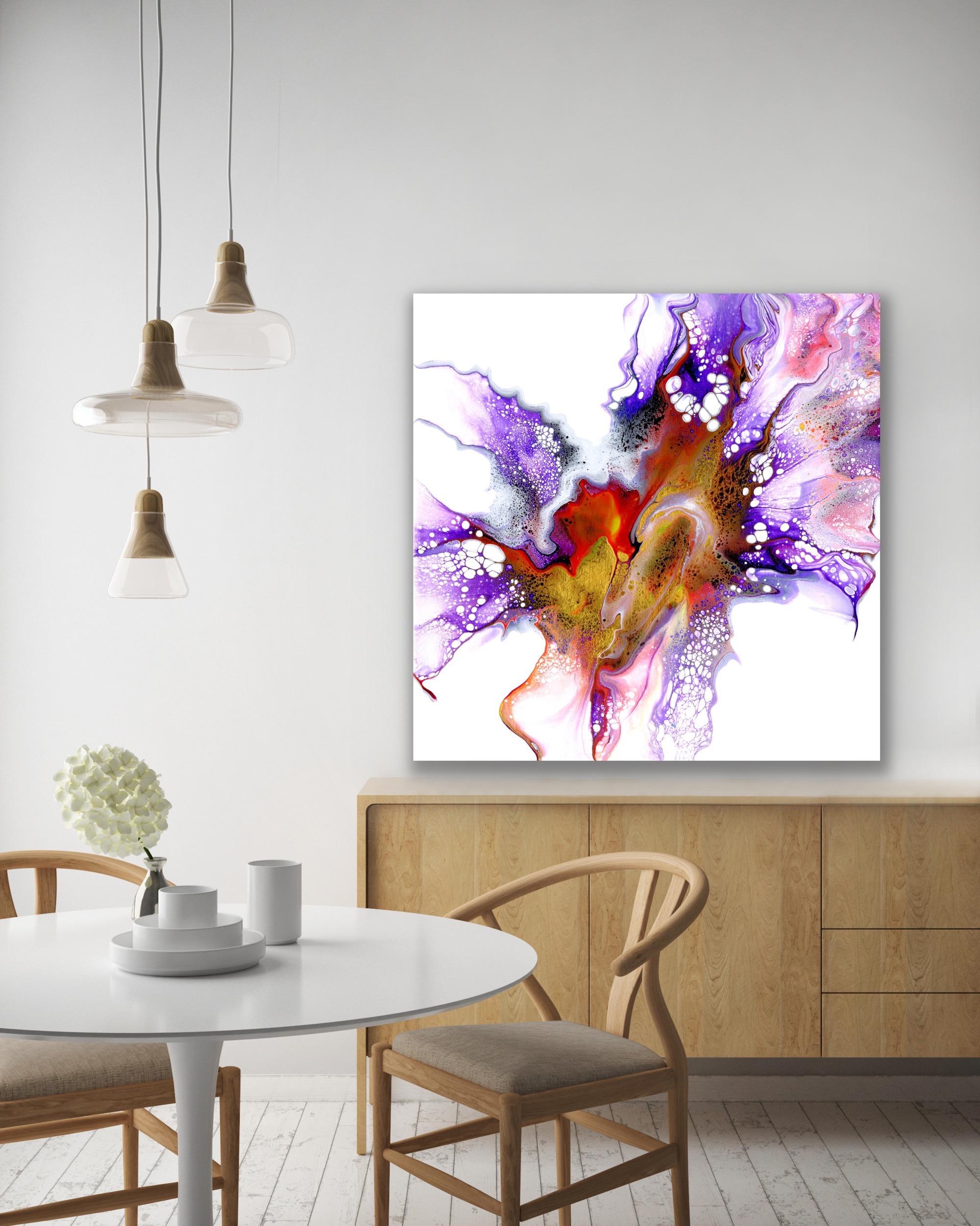 This contemporary modern abstract painting is printed on a lightweight metal composite and comes ready to hang. This vibrant composition can be hung both indoor and outdoor as it is weather resistant.

-Title: Contention
-Artist: Celeste