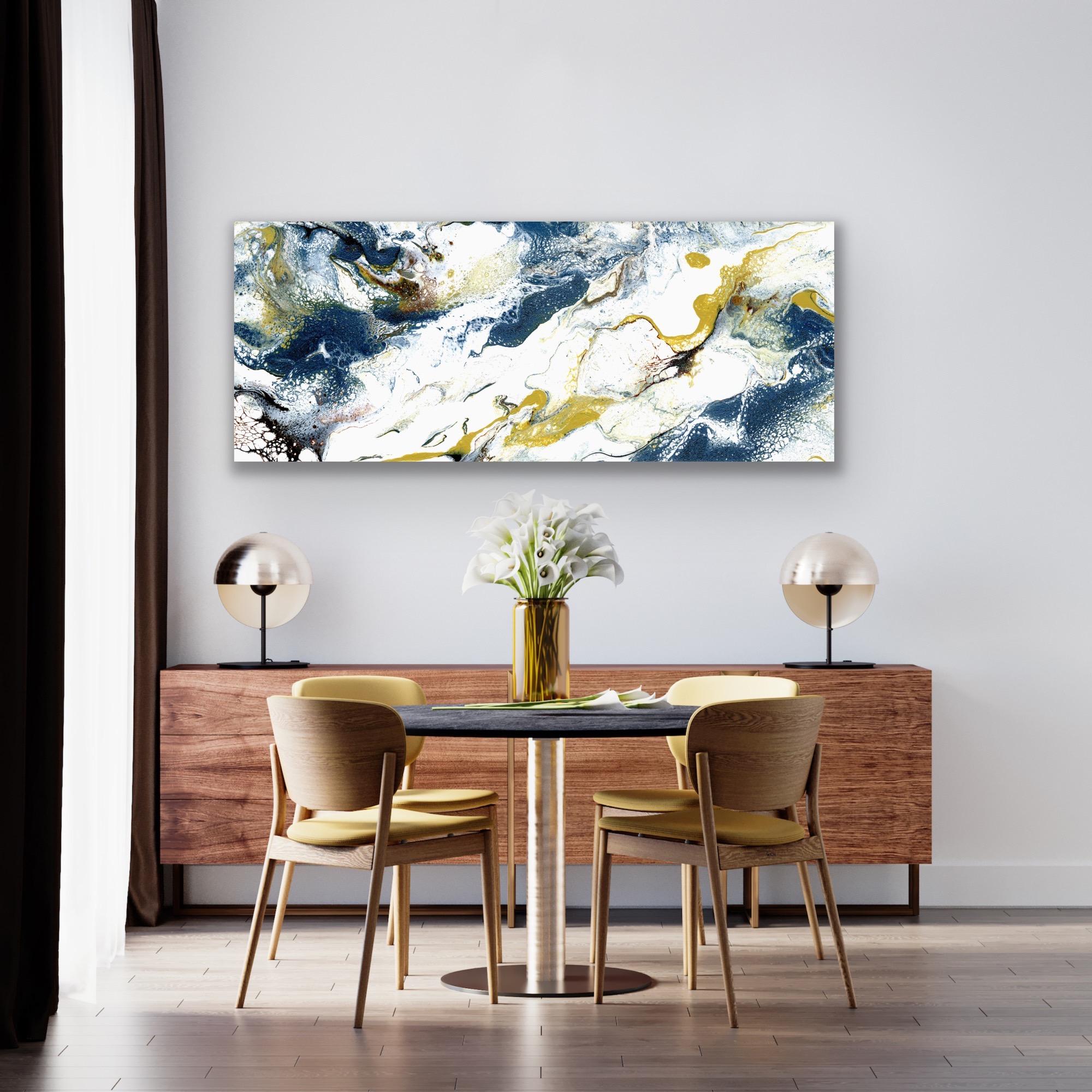 This is a limited edition print of Celeste Reiter's original painting and is signed by the artist.  Printed on lightweight metal composite, your artwork comes ready to hang. This vibrant composition can be hung both indoor and outdoor as it is