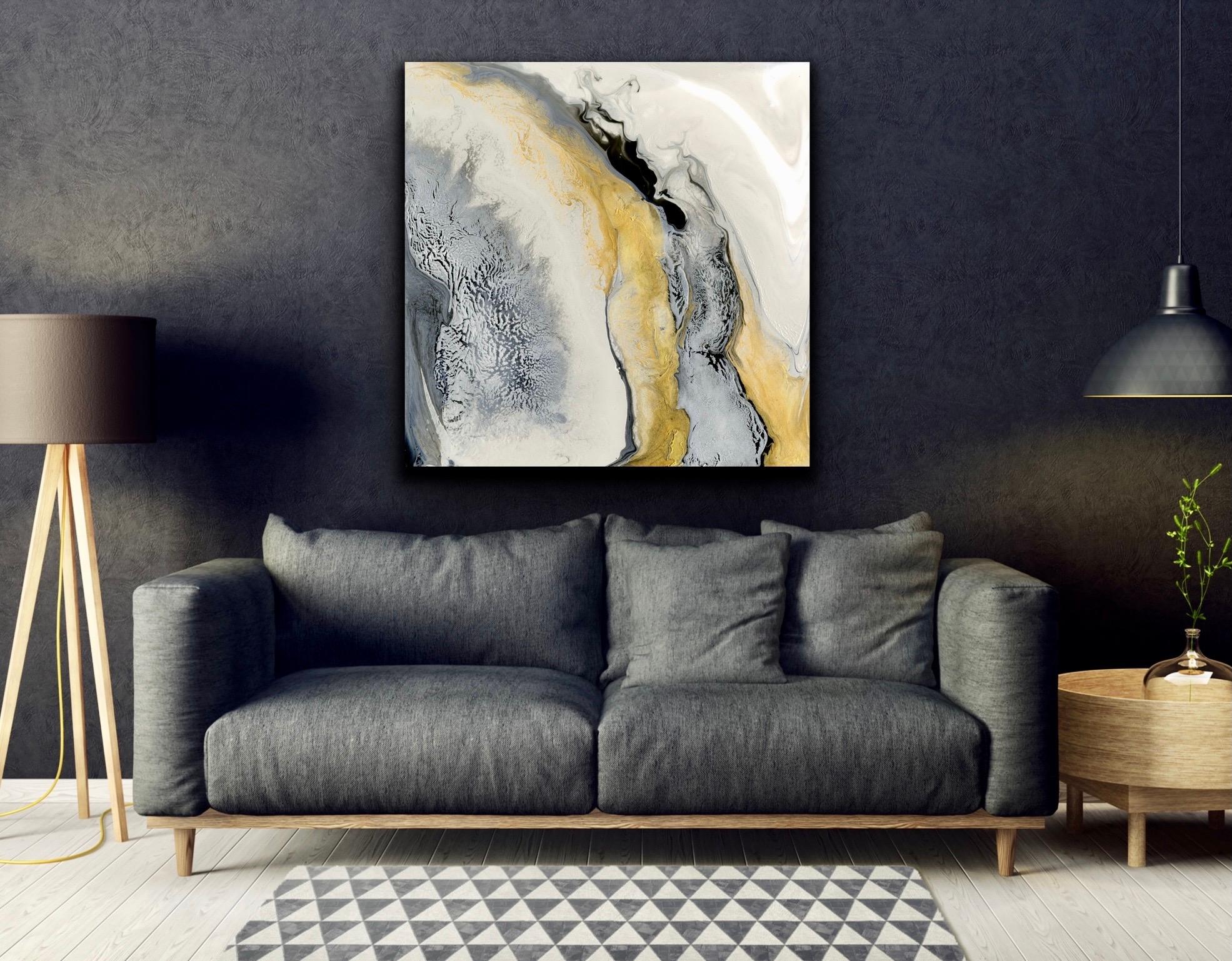 This contemporary colorful abstract painting is printed on a lightweight metal composite and comes signed by the hand-artist and ready to hang. 

-Title: Geo
-Artist: 
