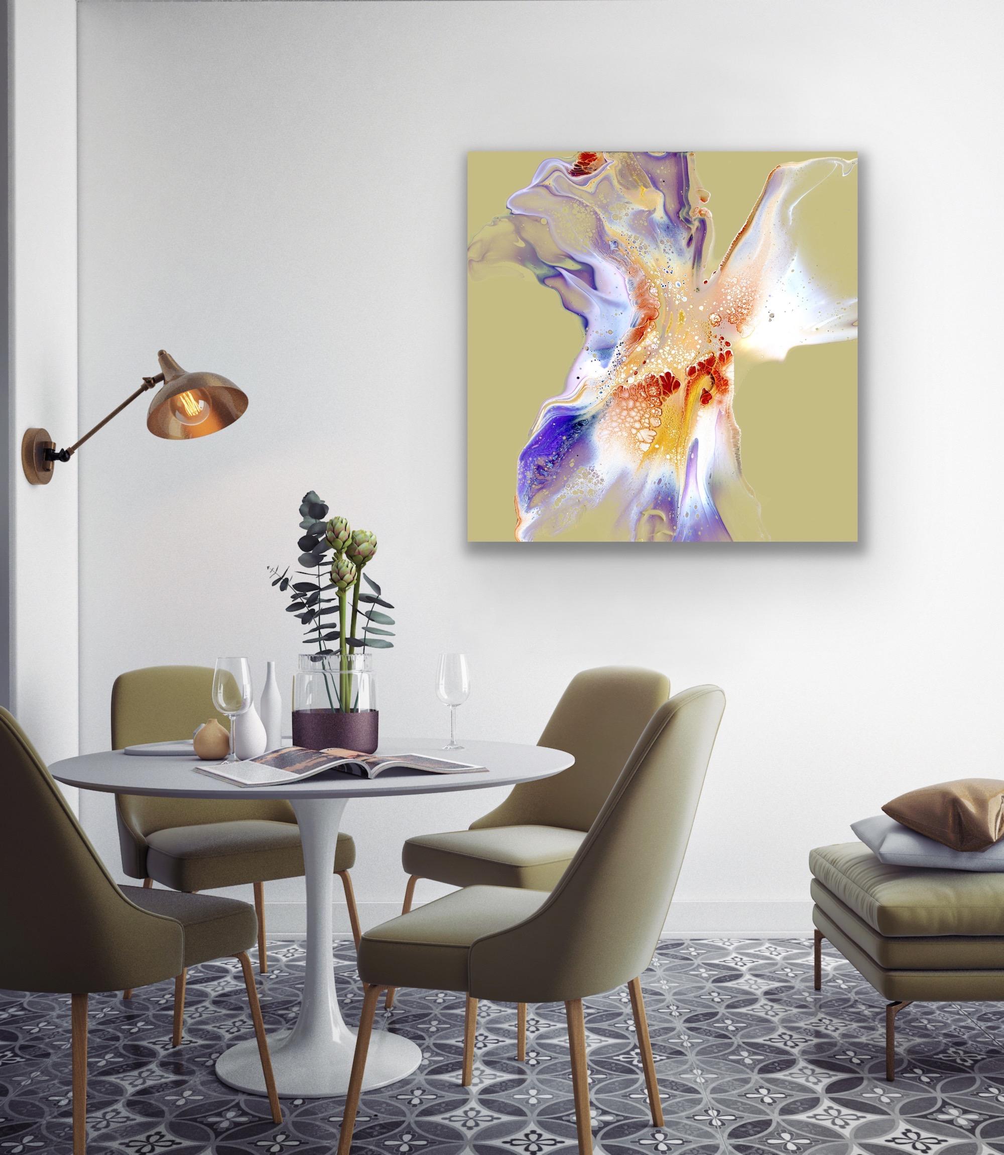 This contemporary modern abstract painting is printed on a lightweight metal composite and comes ready to hang. This vibrant composition can be hung both indoor and outdoor as it is weather resistant.

-Title: Azure
-Artist: Celeste Reiter
-Limited