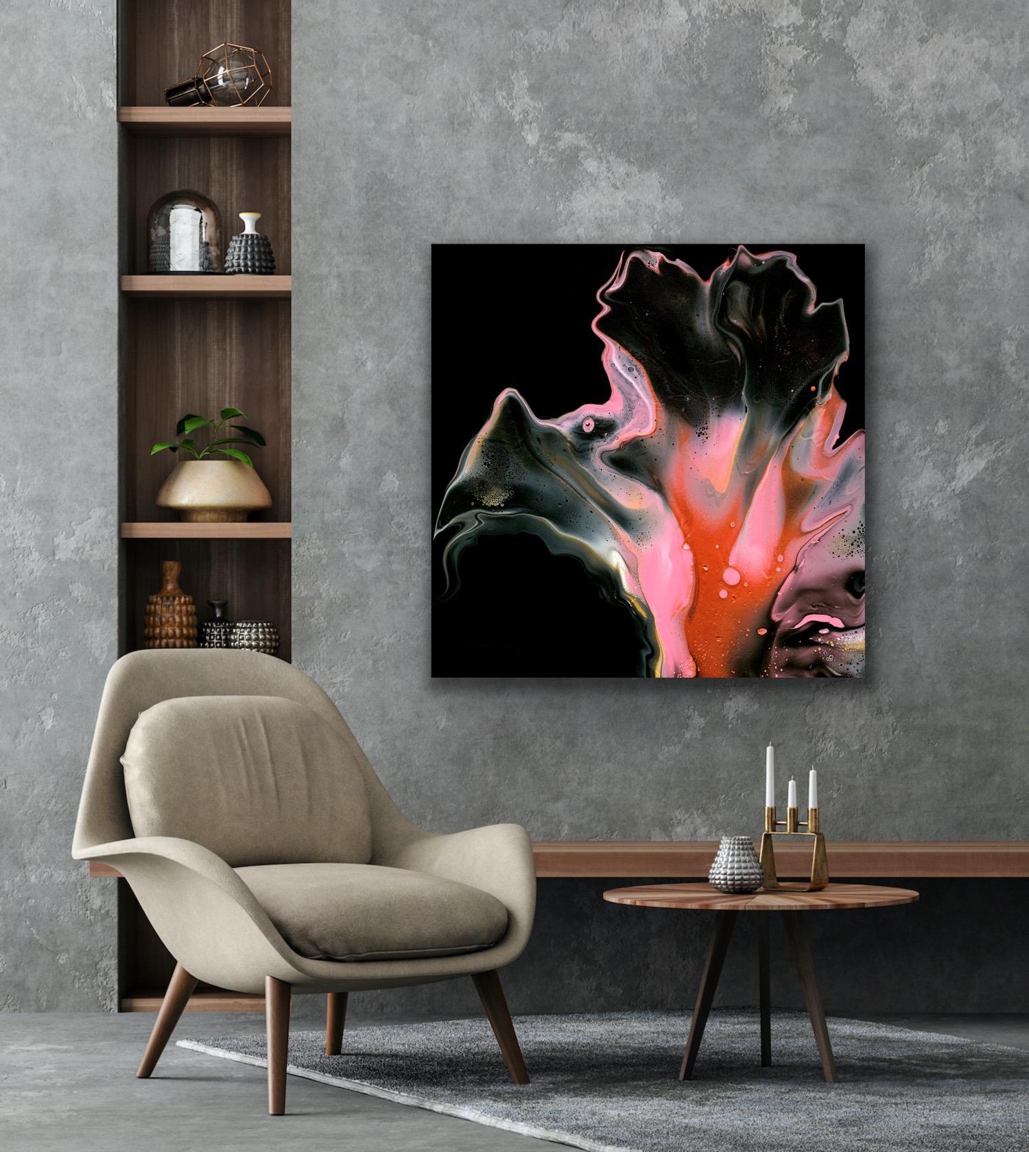 Black Modern Abstract Fluid Art, Contemporary Giclee Print, LE Artist Signed  For Sale 4