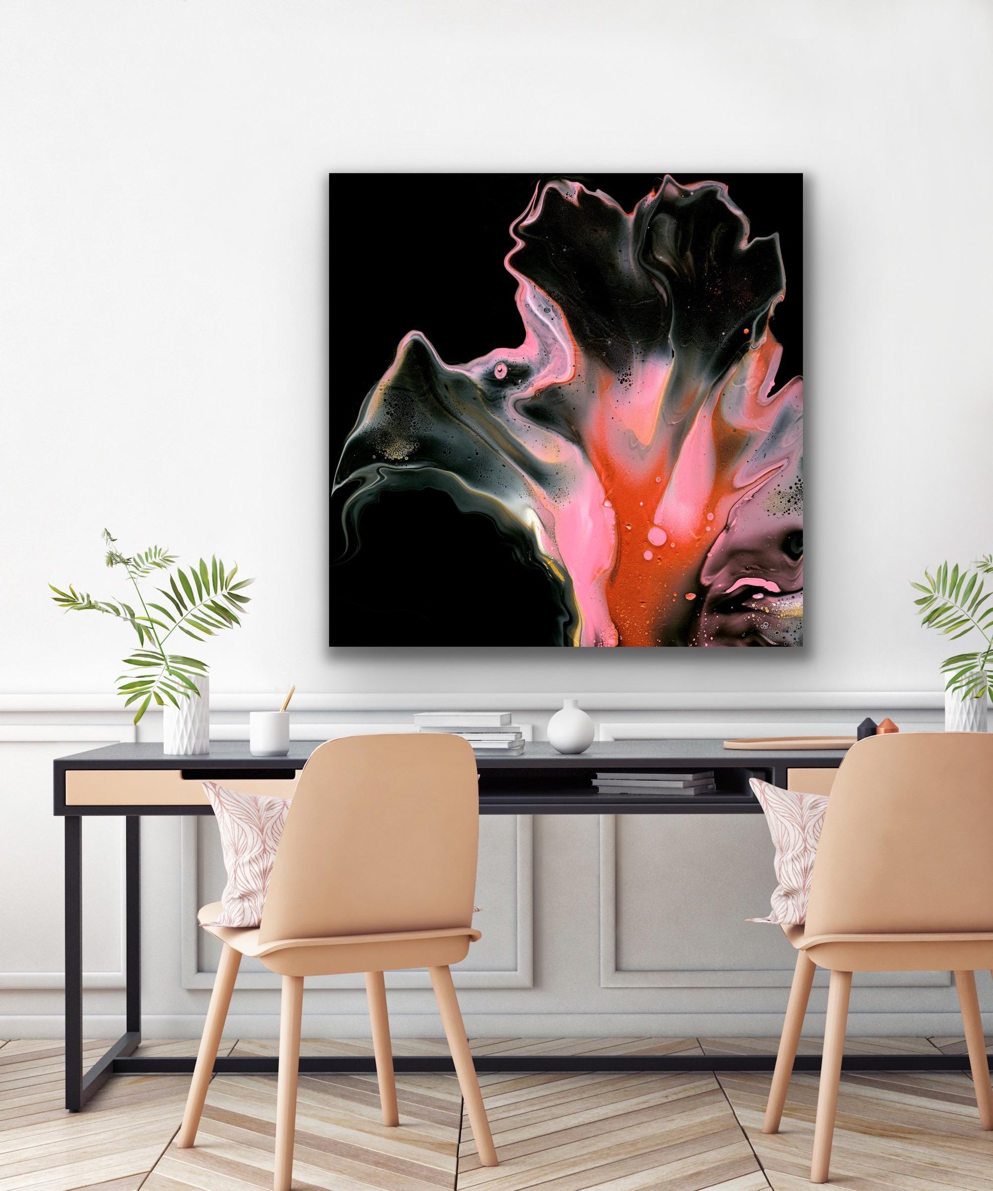 Black Modern Abstract Fluid Art, Contemporary Giclee Print, LE Artist Signed  For Sale 6