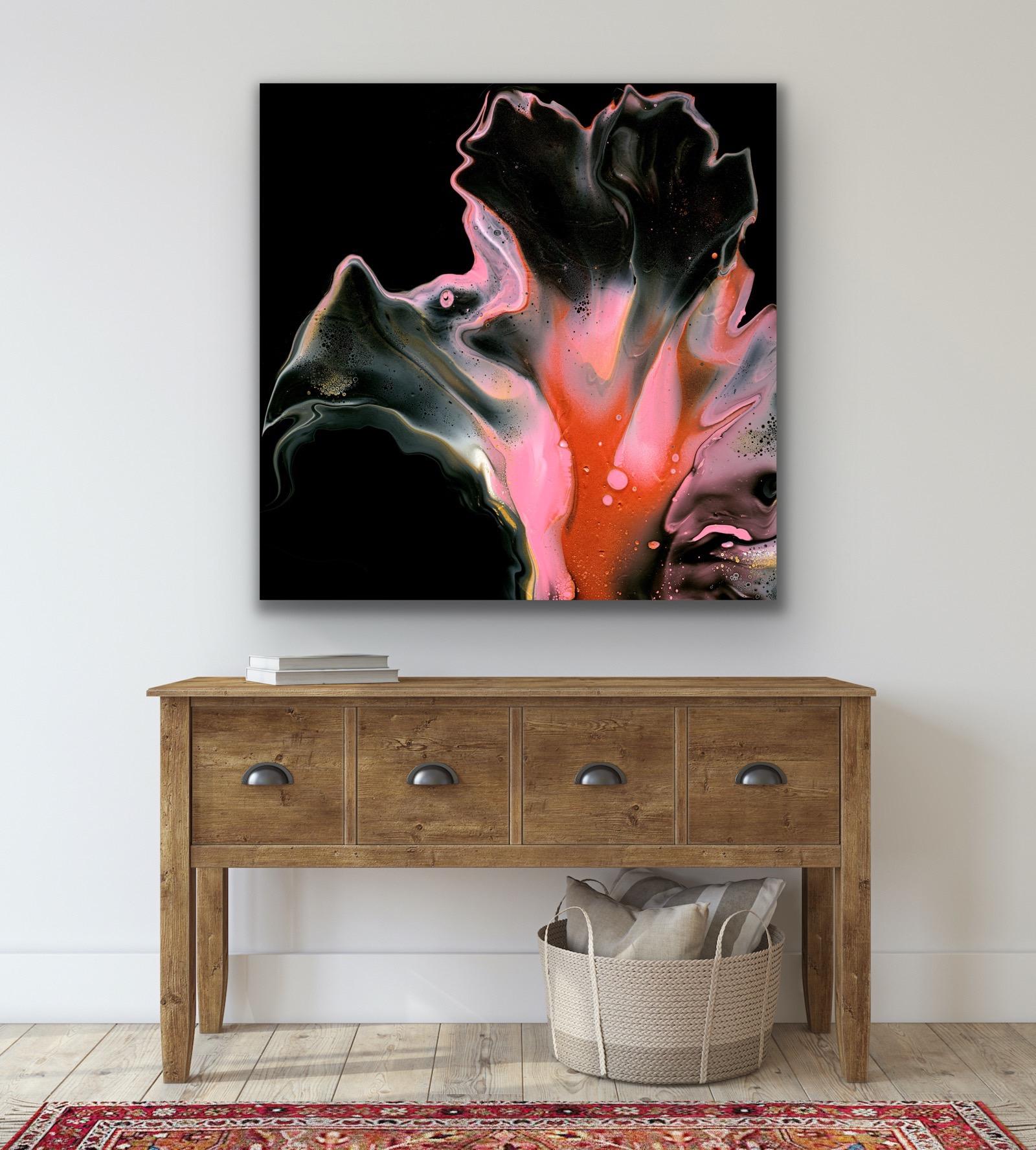 Black Modern Abstract Fluid Art, Contemporary Giclee Print, LE Artist Signed  For Sale 7