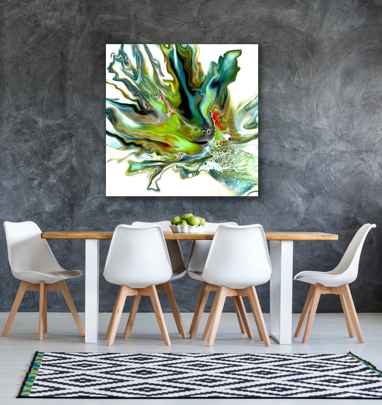 This is a giclee print of an original painting by Celeste Reiter. Printed on lightweight metal composite, your artwork comes ready to hang. This vibrant composition can be hung both indoor and outdoor as it is weather resistant.

This limited