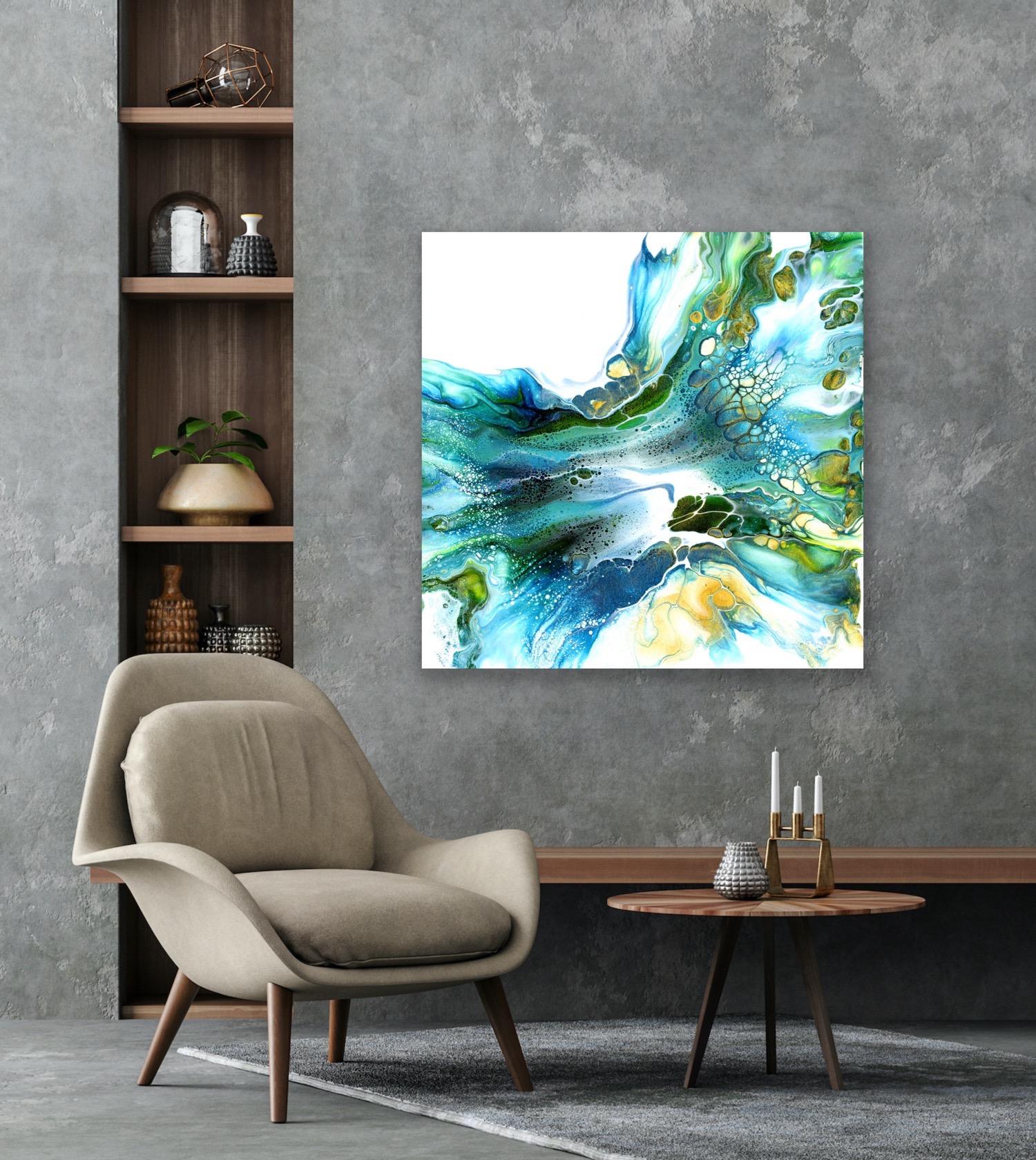 Modern Abstract Painting, Large Giclee Print, Limited Edition Signed by artist. - Gray Abstract Print by Celeste Reiter