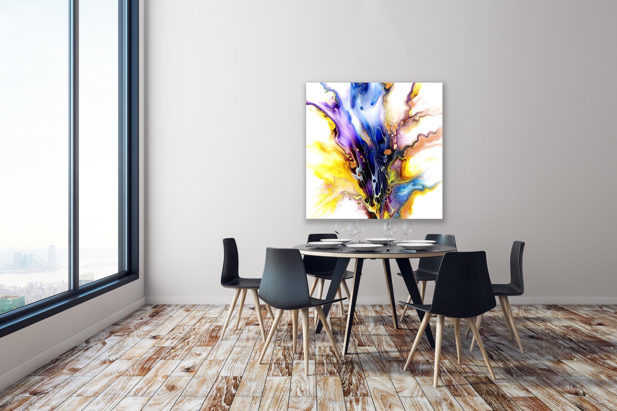 This is a giclee print of an original painting by Celeste Reiter. Printed on lightweight metal composite, your artwork comes ready to hang. This vibrant composition can be hung both indoor and outdoor as it is weather resistant.

-Title: