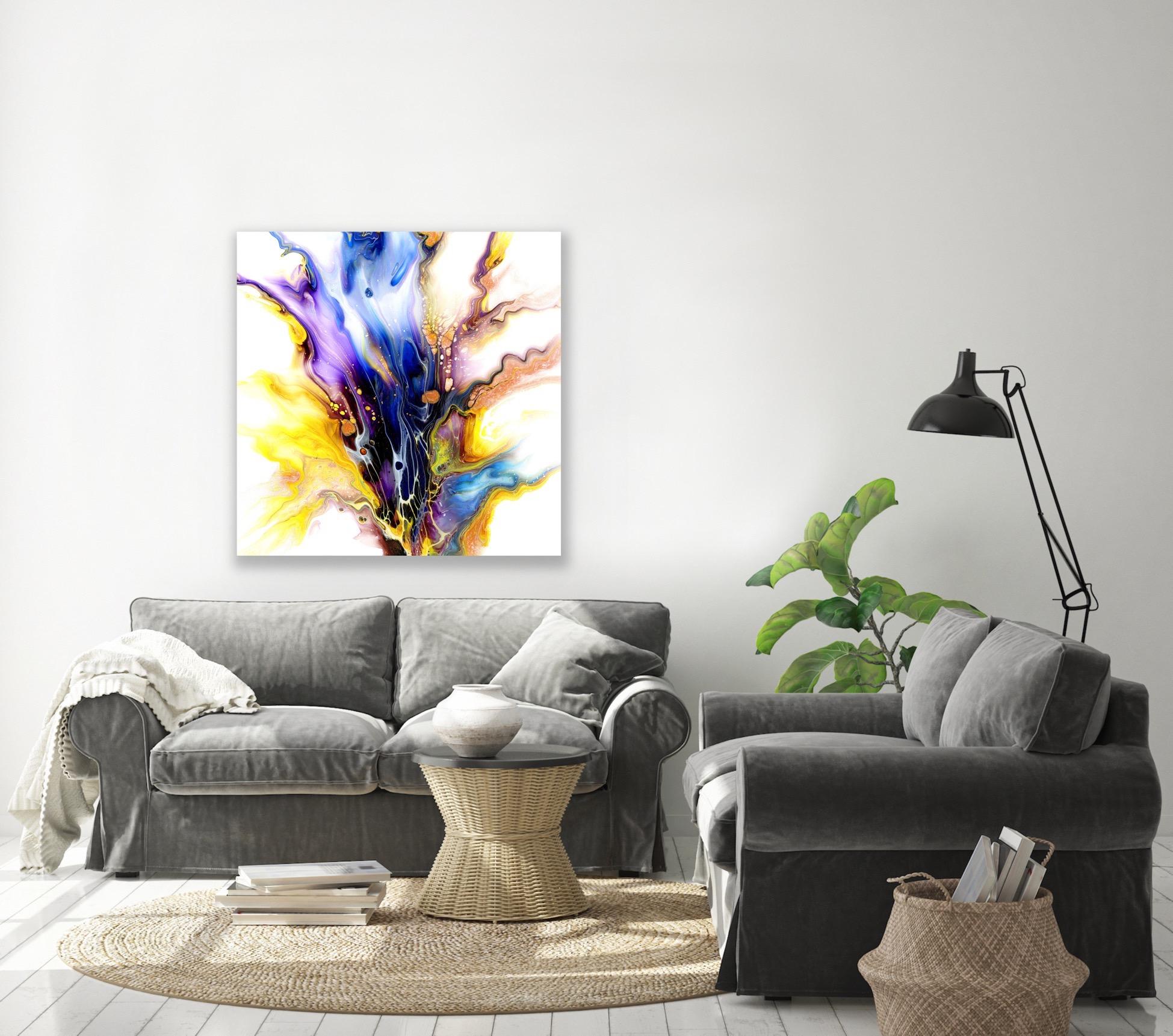 Giclee Print on Metal, Modern Abstract Painting by Celeste Reiter, LE Signed For Sale 2