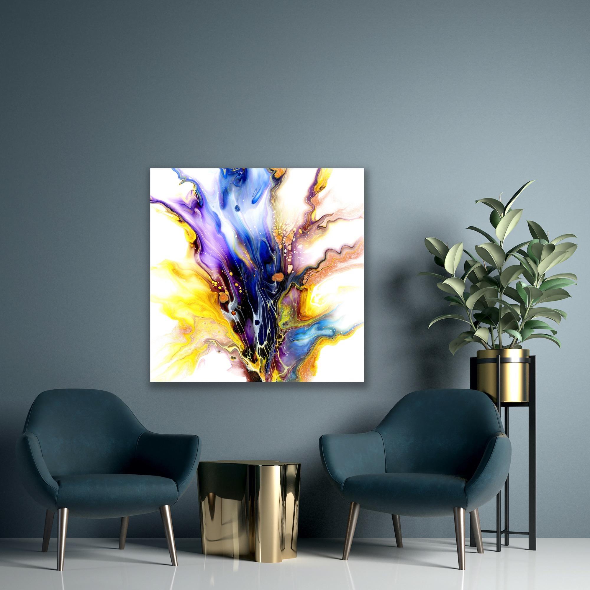 Giclee Print on Metal, Modern Abstract Painting by Celeste Reiter, LE Signed For Sale 3