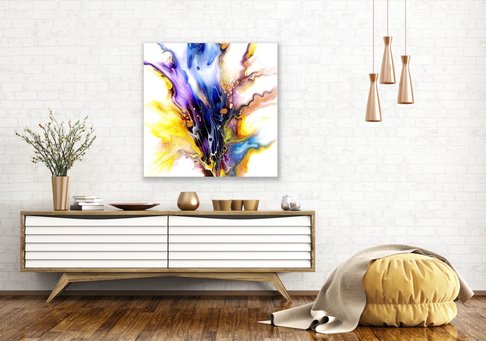 Giclee Print on Metal, Modern Abstract Painting by Celeste Reiter, LE Signed For Sale 4