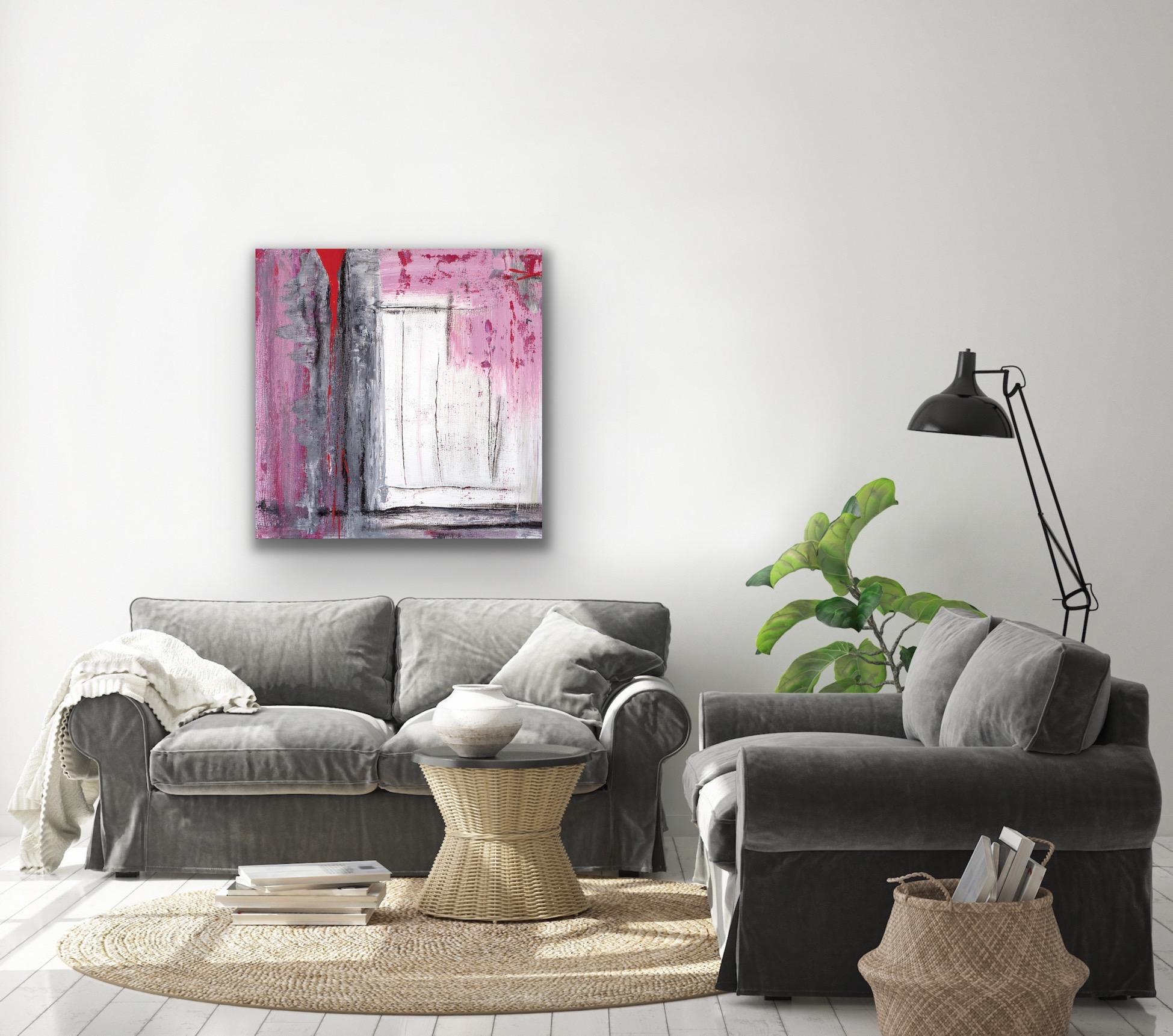 pink and silver abstract wall art