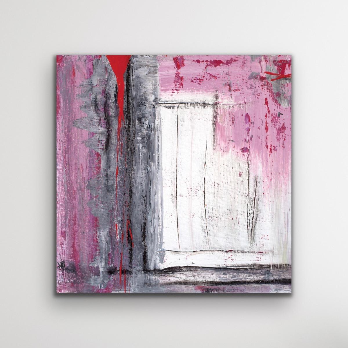 Celeste Reiter Abstract Print - Modern Abstract Wall Art, Black Red Pink, Giclee Print Limited Edition Signed