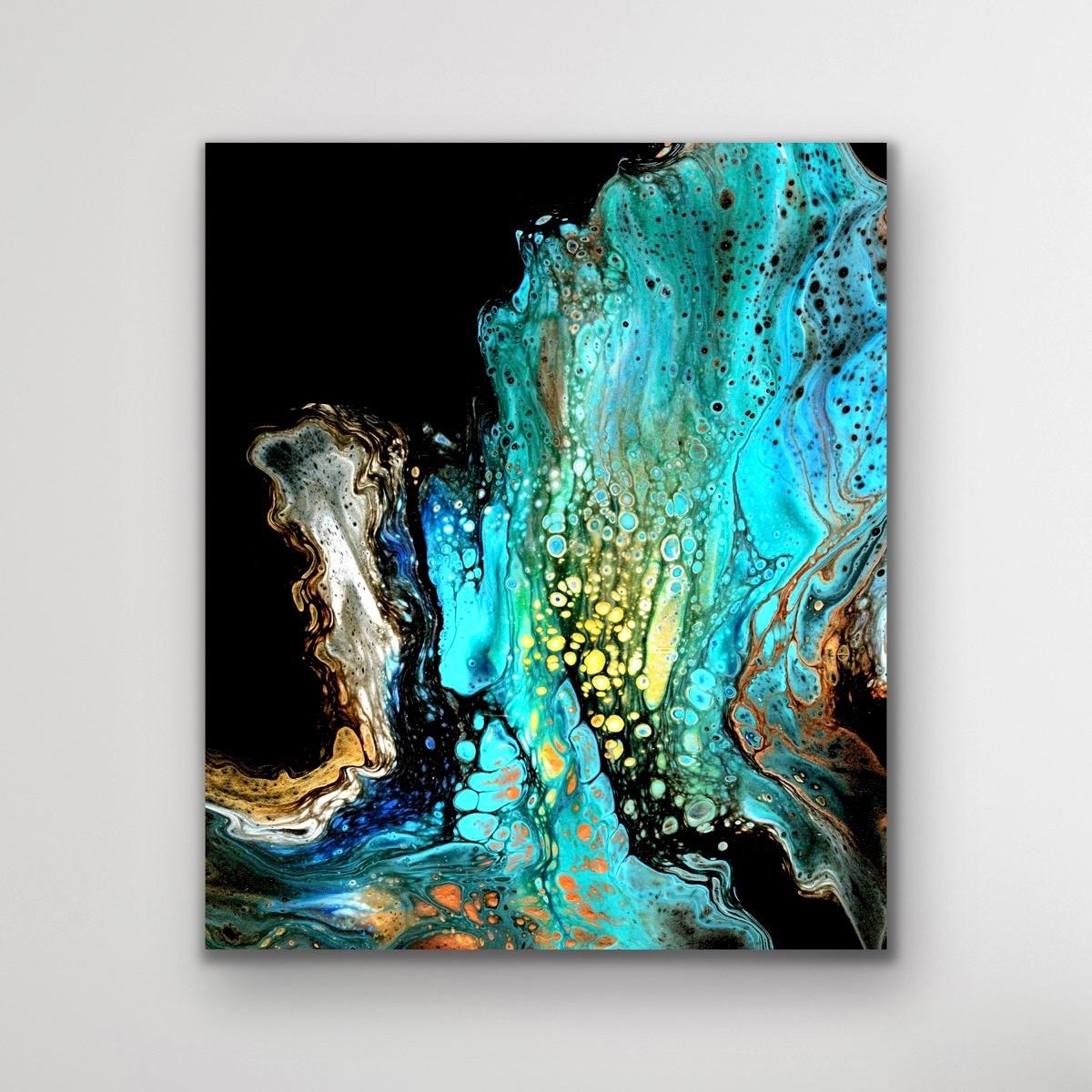 This contemporary colorful abstract painting is printed on a lightweight metal composite and comes signed by the hand-artist and ready to hang. 

-Title: Embers
-Artist: Celeste Reiter
LIMITED EDITION; 2 of 50
*This piece is a limited edition