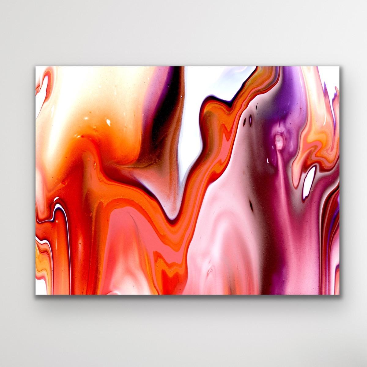 This contemporary colorful abstract painting is printed on a lightweight metal composite and comes signed by the hand-artist and ready to hang. 

-Title: Inference
-Artist: Celeste Reiter
LIMITED EDITION; 1 of 50
*This piece is a limited edition