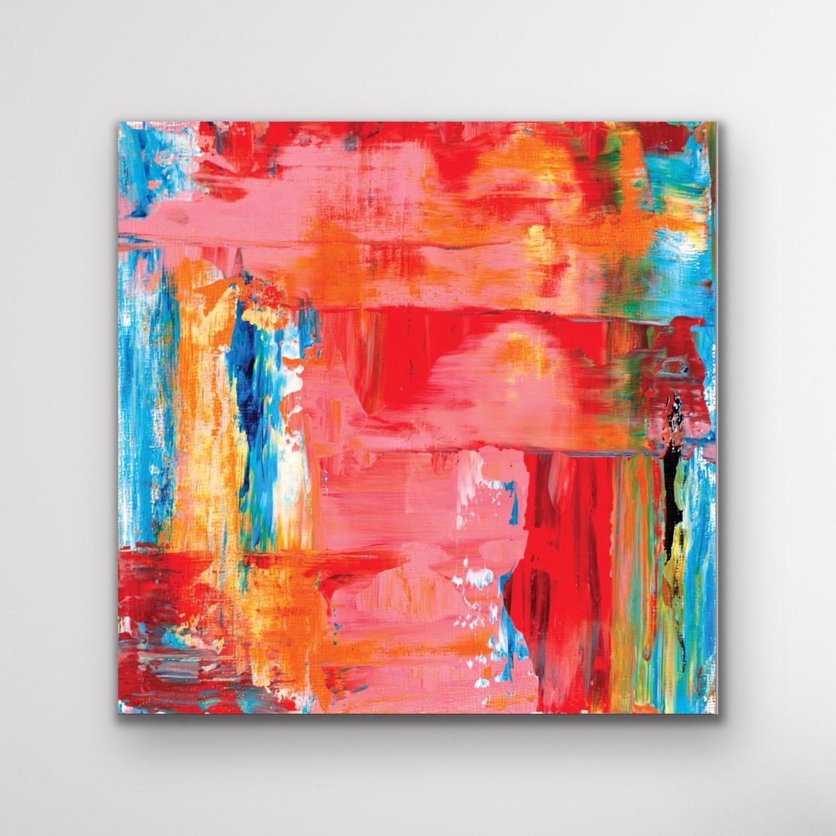 This contemporary modern abstract painting is printed on a lightweight metal composite and comes ready to hang. This vibrant composition can be hung both indoor and outdoor as it is weather resistant.

-Title: Composition 16
-Artist: Celeste