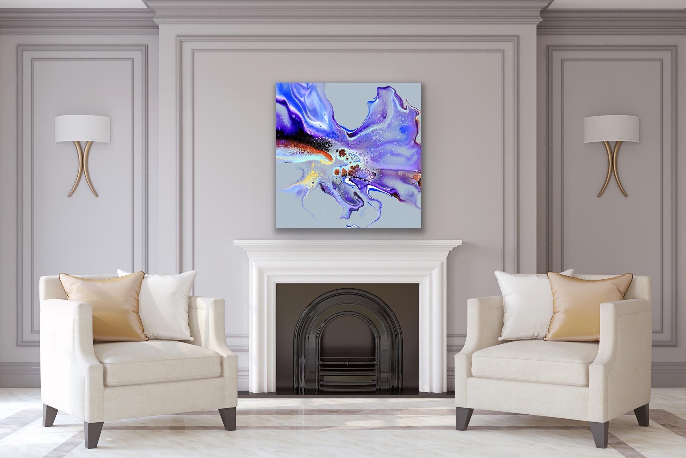 Modern Wall Art, Contemporary Decor, Large Indoor Outdoor Giclee Print on Metal - Purple Abstract Painting by Celeste Reiter