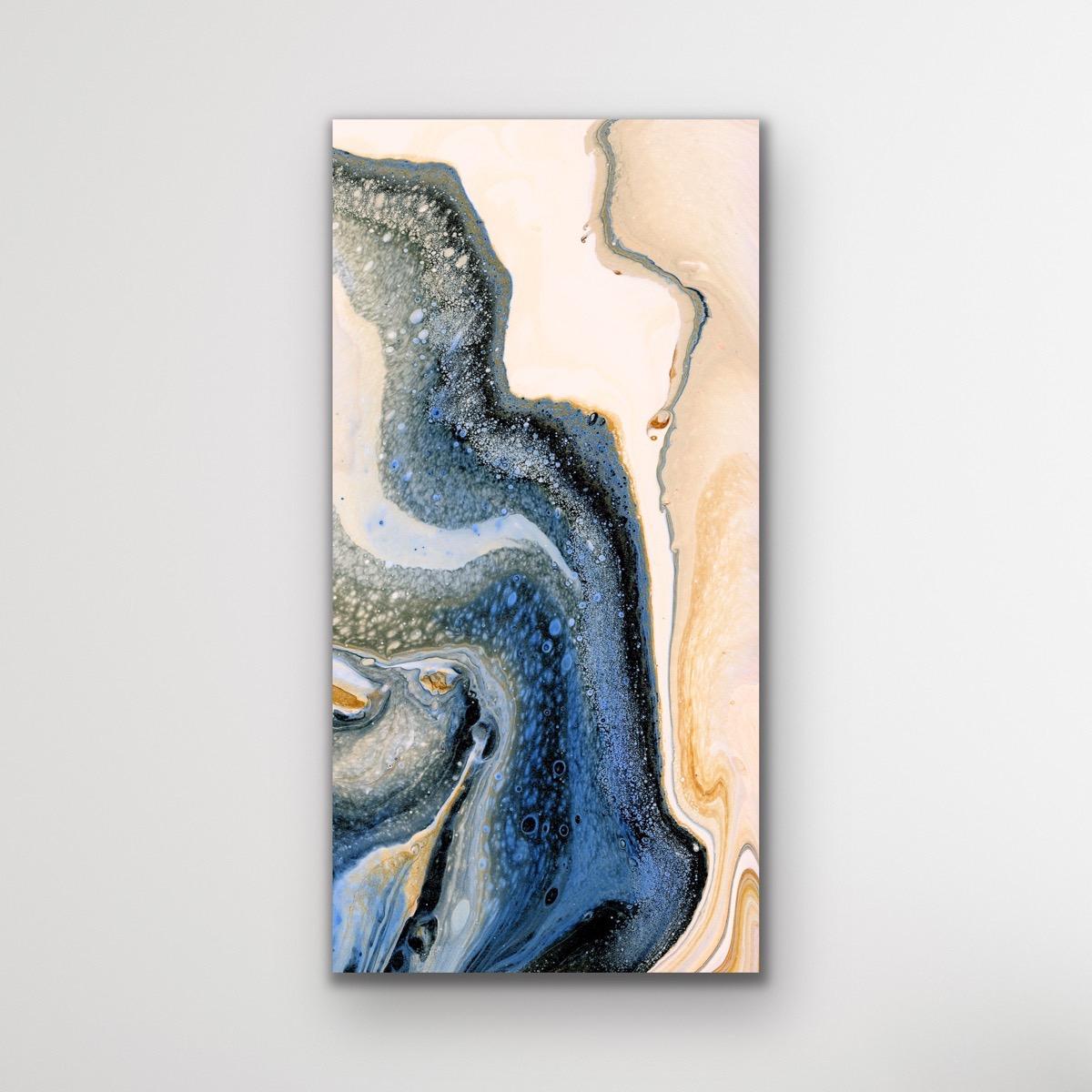 This modern abstract painting is printed on a lightweight metal composite and is suitable for indoor or outdoor decor. This open edition print of Celeste Reiter's original painting is signed by the artist. 

-Title: Crevasse
-Artist: Celeste