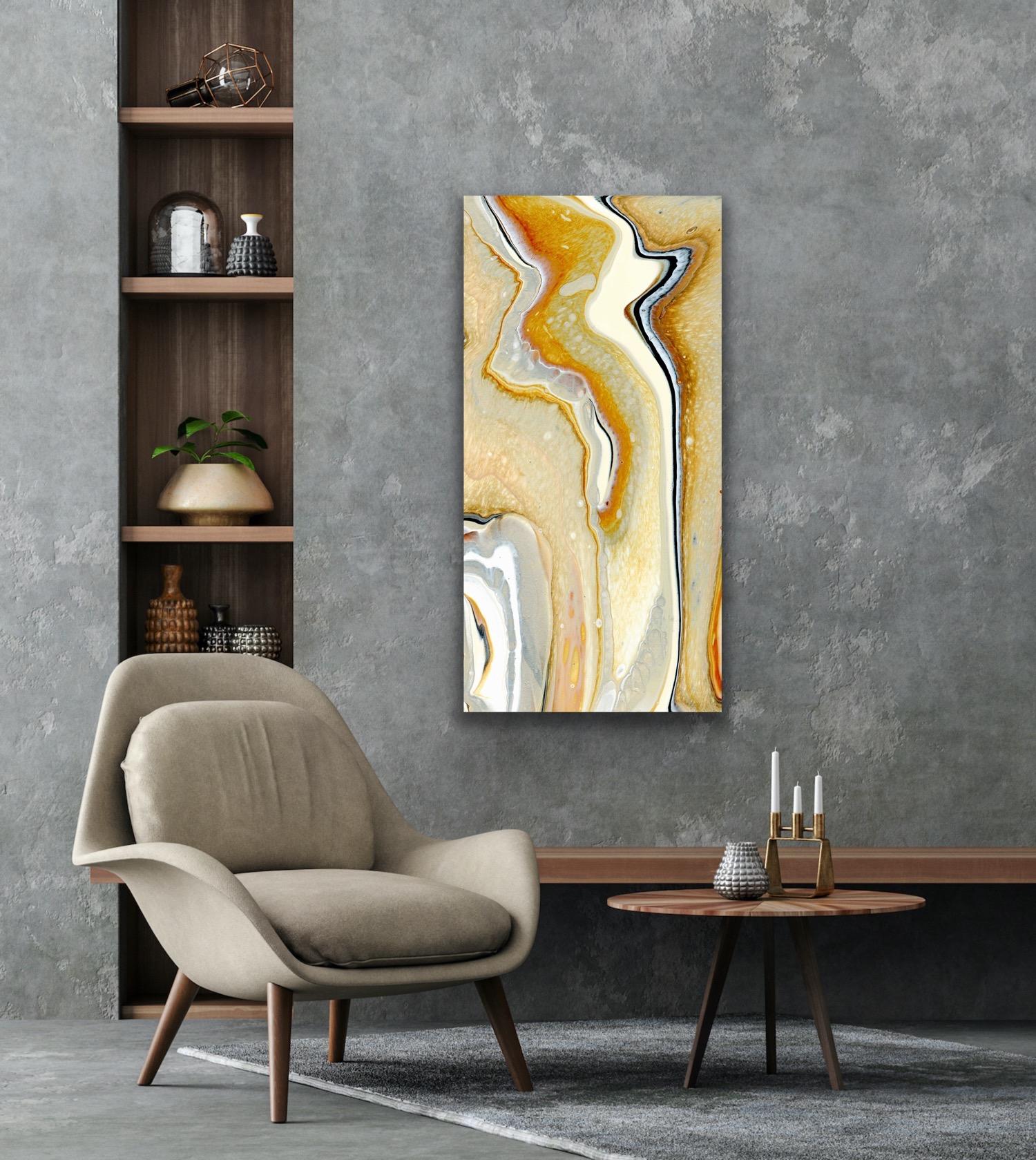 Modern Abstract Painting, Geode Inspired Art, Giclee Print, Signed by Artist - Beige Abstract Print by Celeste Reiter