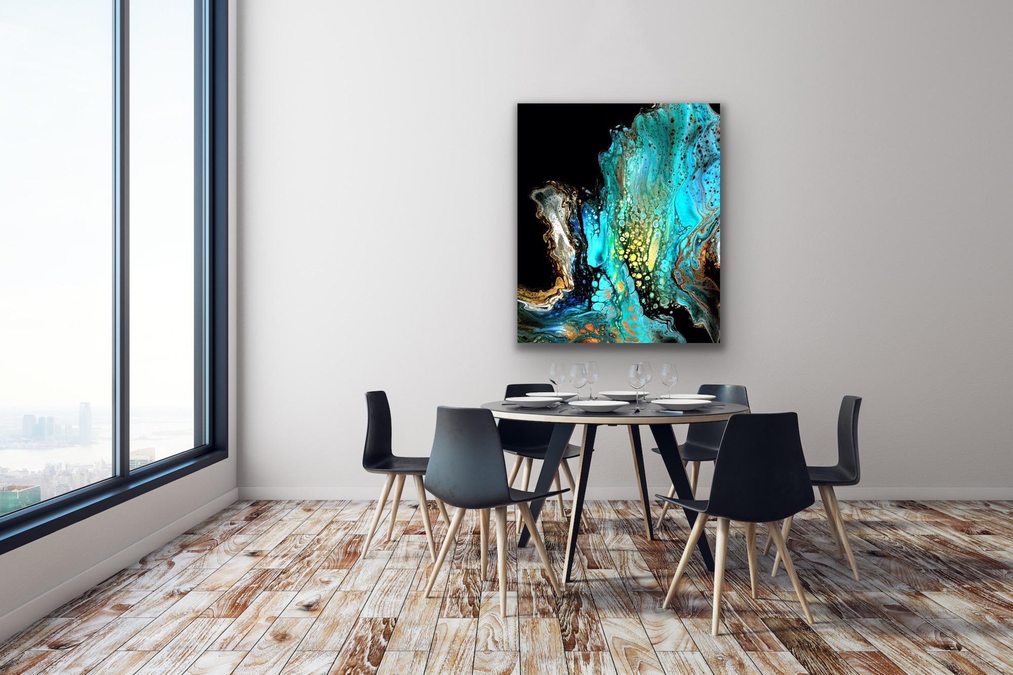 This contemporary colorful abstract painting is printed on a lightweight metal composite and comes signed by the hand-artist and ready to hang. 

-Title: Embers
-Artist: Celeste Reiter
LIMITED EDITION; #3 of 50
*This piece is a limited edition